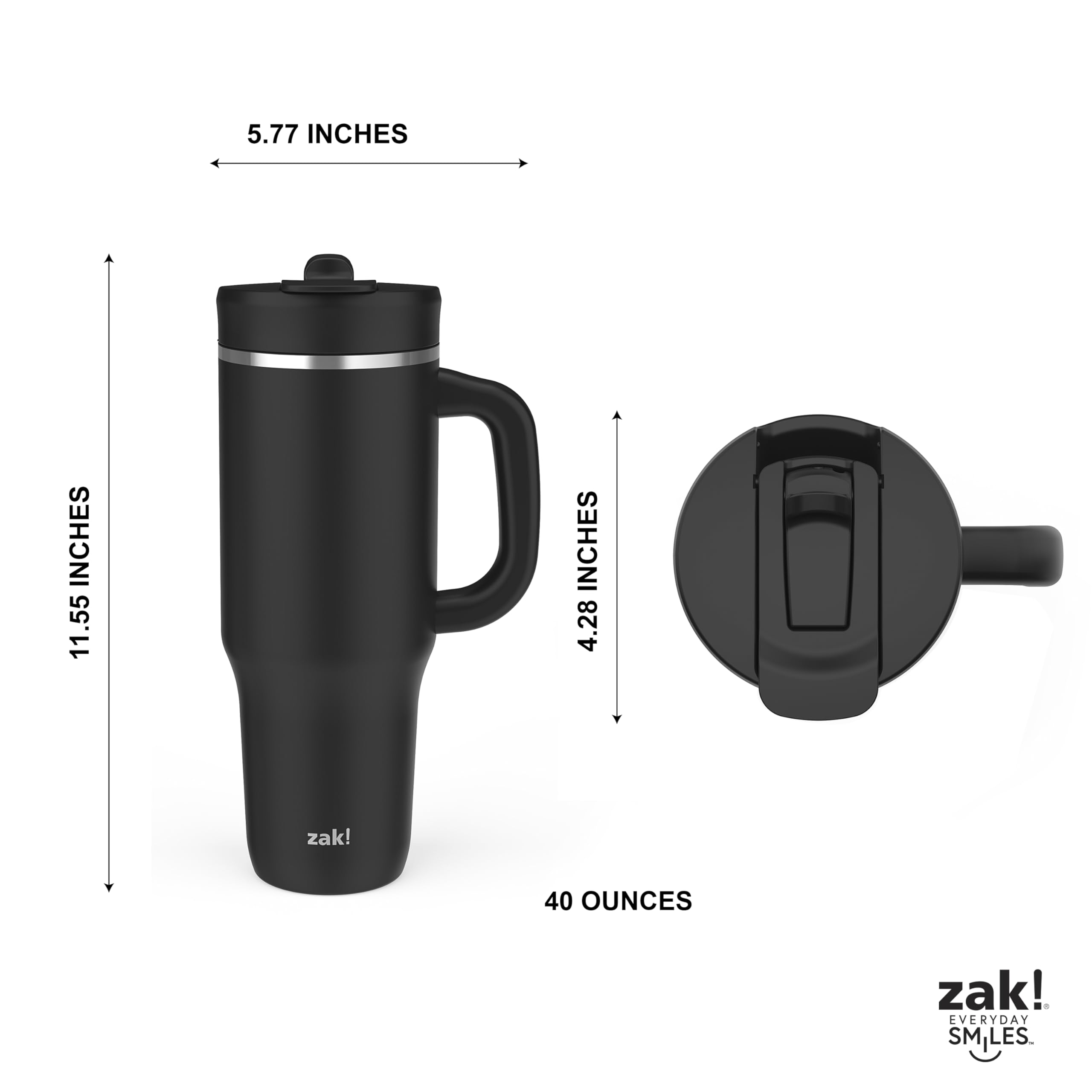 Zak Designs Harmony 2-In-1 Coffee Tumbler For Travel Or At Home, 40Oz Recycled Stainless Steel