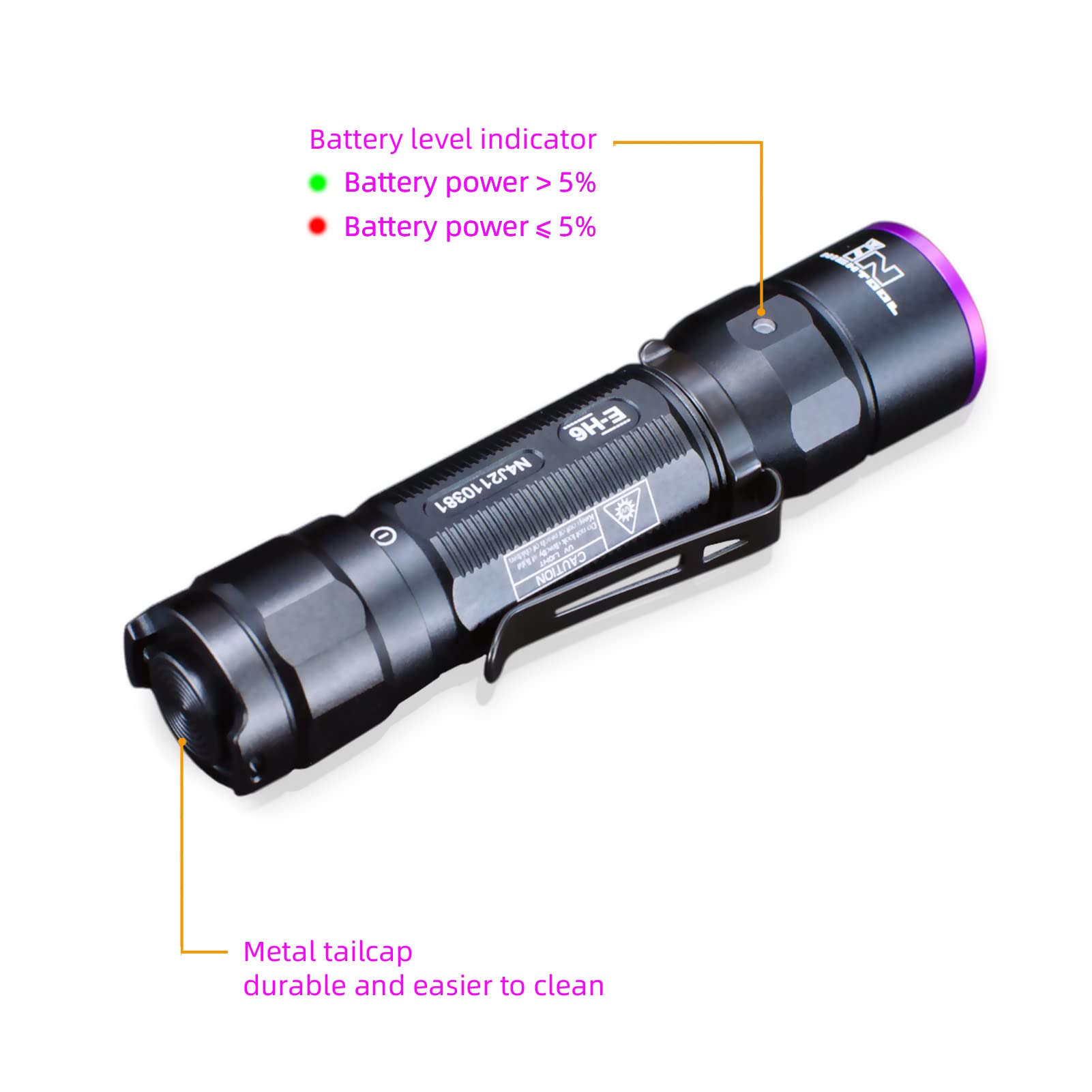 Innightool E-H6 Uv Flashlight 365Nm Led Black Light Professional Small Aa Ultraviolet Blacklight For Resin Curing, Minerals, Pet Urine, Scorpion Hunting