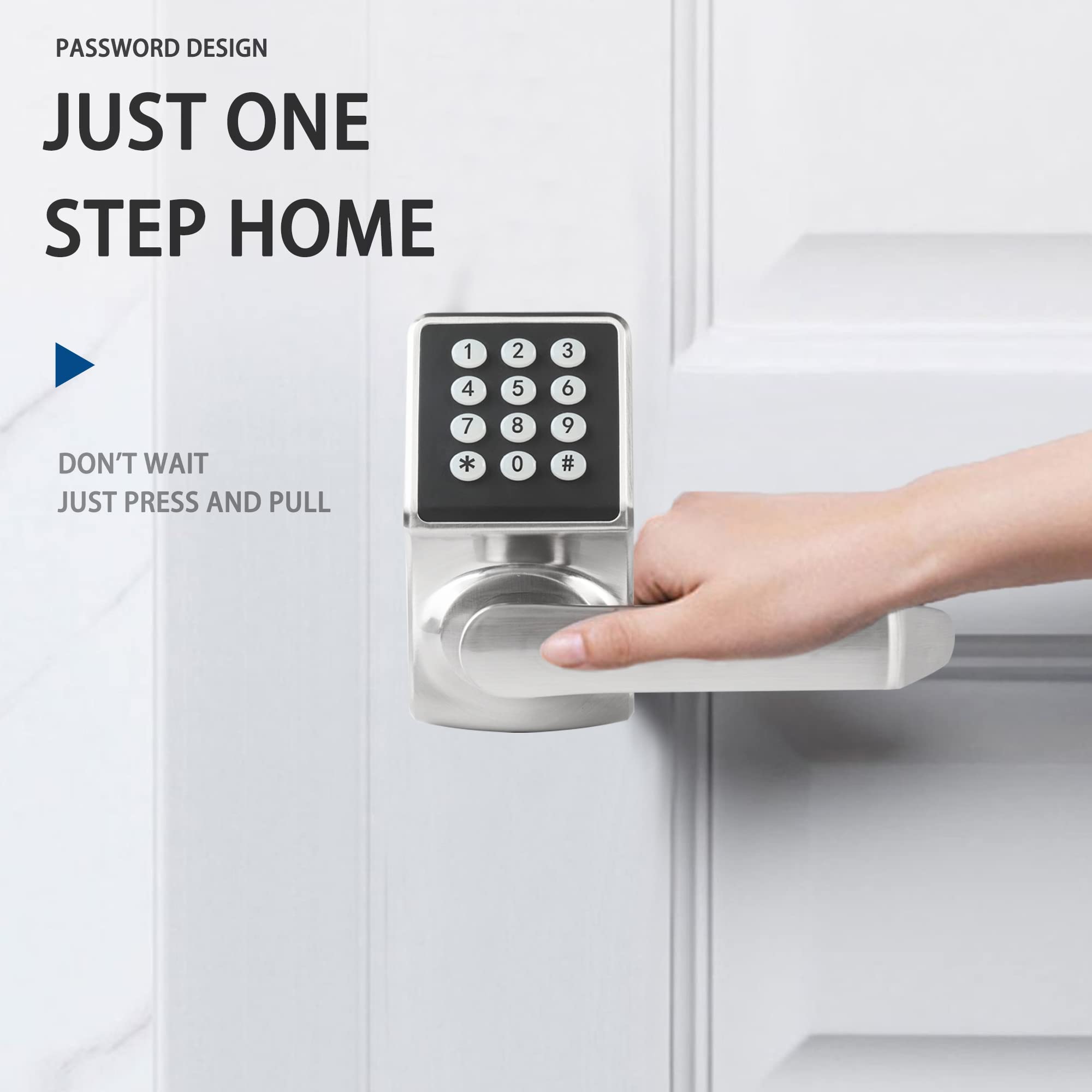 Cielsa Dawn Keypad Door Lock With Handle, Digital Door Lock With Keypad Set,Keyless Entry Door Lock With Handle-Ic Card And Anti-Peep Password- Brushed Nickel-2Packset