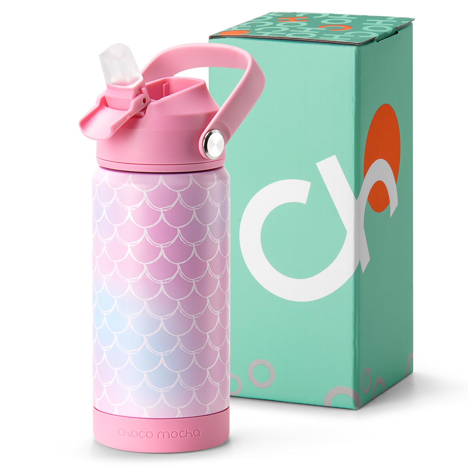 Choco Mocha Kids Water Bottle For School, Girls Insulated Water Bottle Stainless Steel, 14Oz Pink