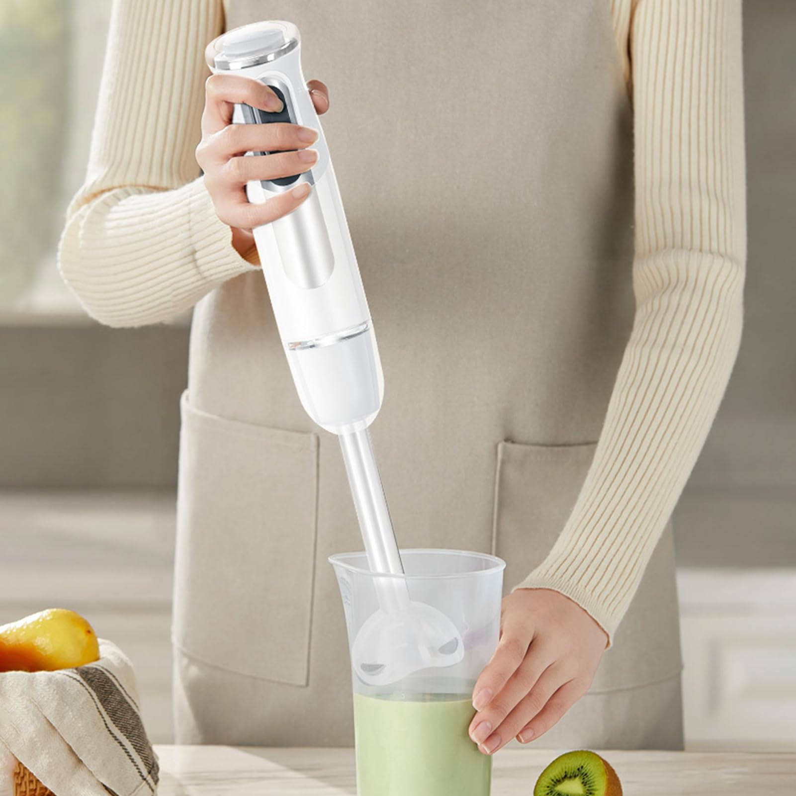 Miaokatze Immersion Blender Handheld For Kitchen,Emulsion Blender Handheld With Titanium Blades, With Whisk, Milk Frother Attachemnts, Perfect Emulsifier For Soup, Smoothie, Puree