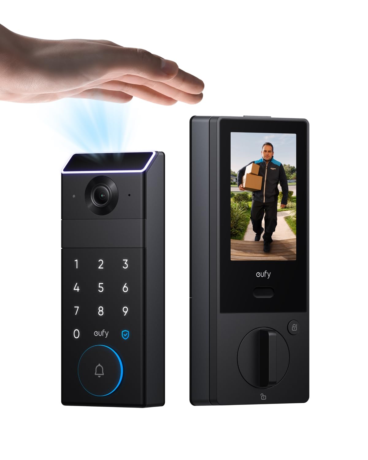 Eufy Security Eufy Familock S3 Max, Palm Vein Recognition Wi-Fi Smart Lock, 3-In-1 Keyless Entry, Security Electronic Deadbolt For Front Door, Ansi/Bhma Grade 1, Rear Lock Video Screen