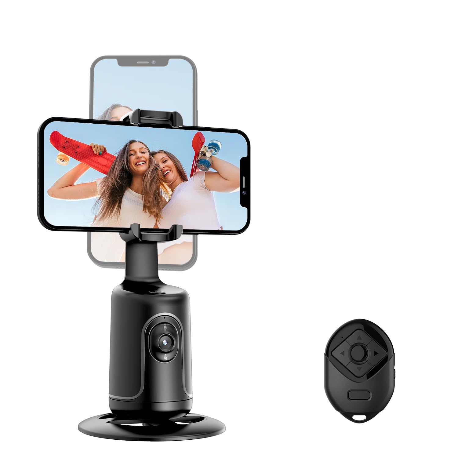 Afarer Auto Face Tracking Phone Holder Tripod, 360° Rotation Selfie Phone Stand,Smart Face & Body Tracking Camera Mount For Tiktok, Vlog, For Youtube Live Streaming - Black
