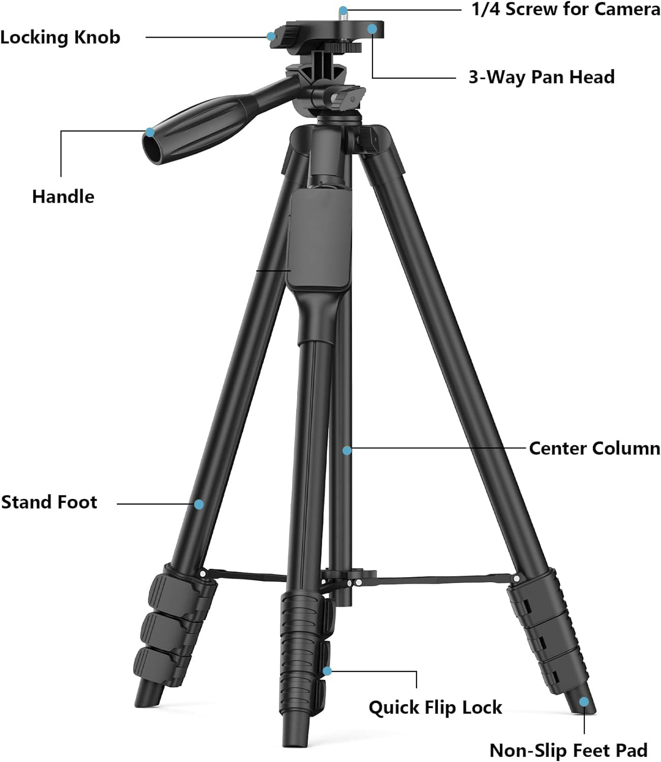 Big Mike'S Lightweight 57-Inch Tripod For Canon Cameras: Rebel T3-T7I, Eos 60D-70D, 80D, 5D Mark Iii, 6D, 7D Mark Ii, Eos-M Series