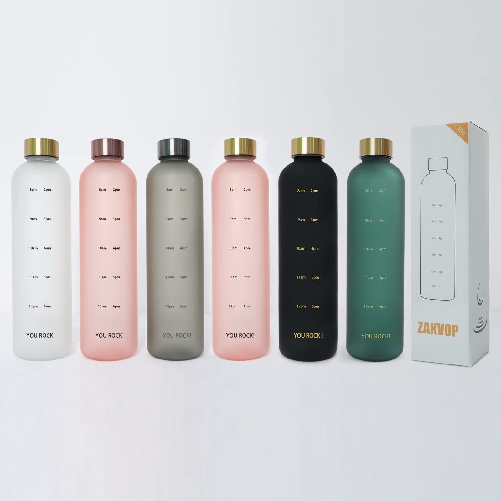 32Oz Water Bottles With Times To Drink, Motivational Water Bottle With Time Marker
