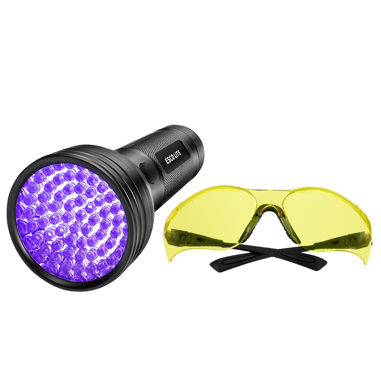 Esco Lite 51 Led Uv Flashlight Black Light And Uv Protection Safety Glasses To Detect Pet Urine, Find Scorpions, And House Clean