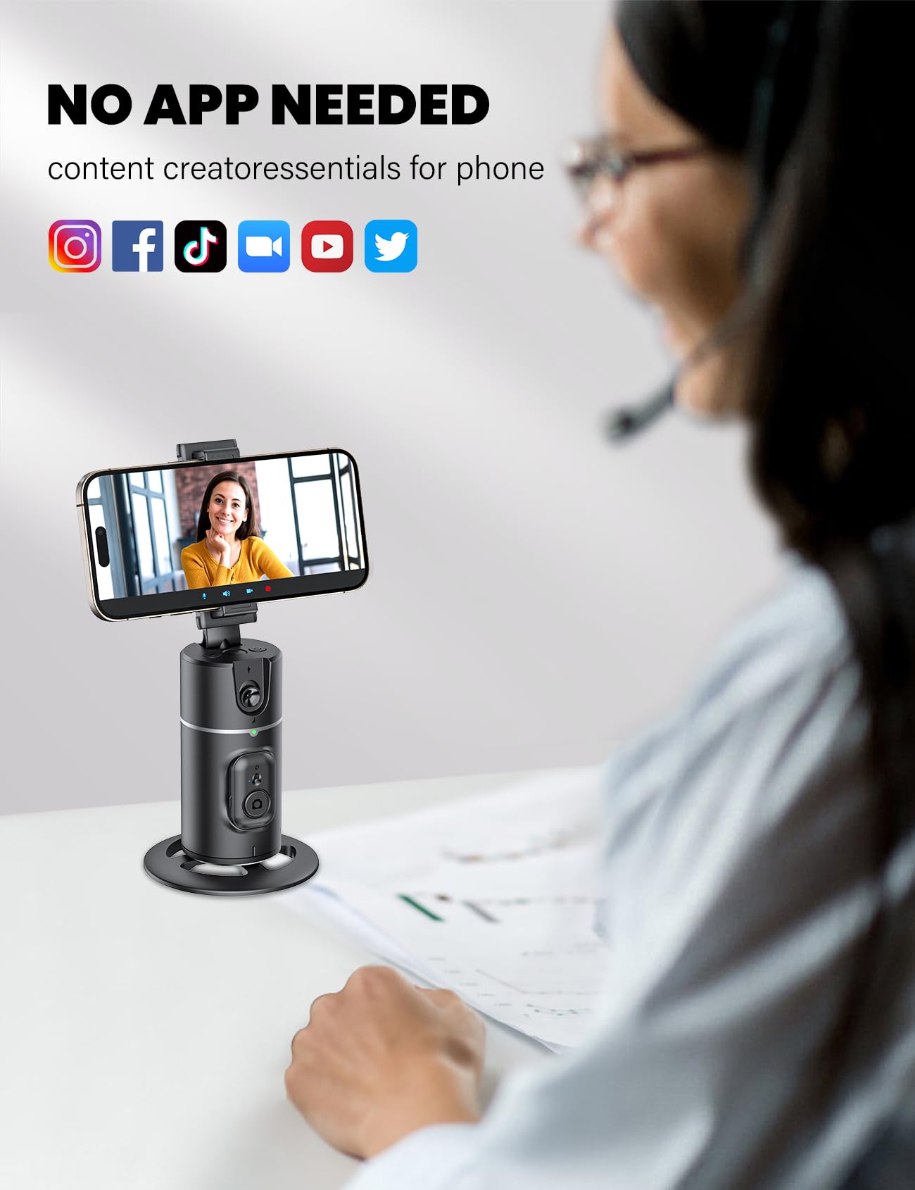 Anxre Auto Face Tracking Tripod 360 Rotationest Version No App Required Auto Face Tracking Tripod For Cell Phone Rotating Compatible With 4''-7'' Iphone Android Phone Holder For Vlog Live Stream