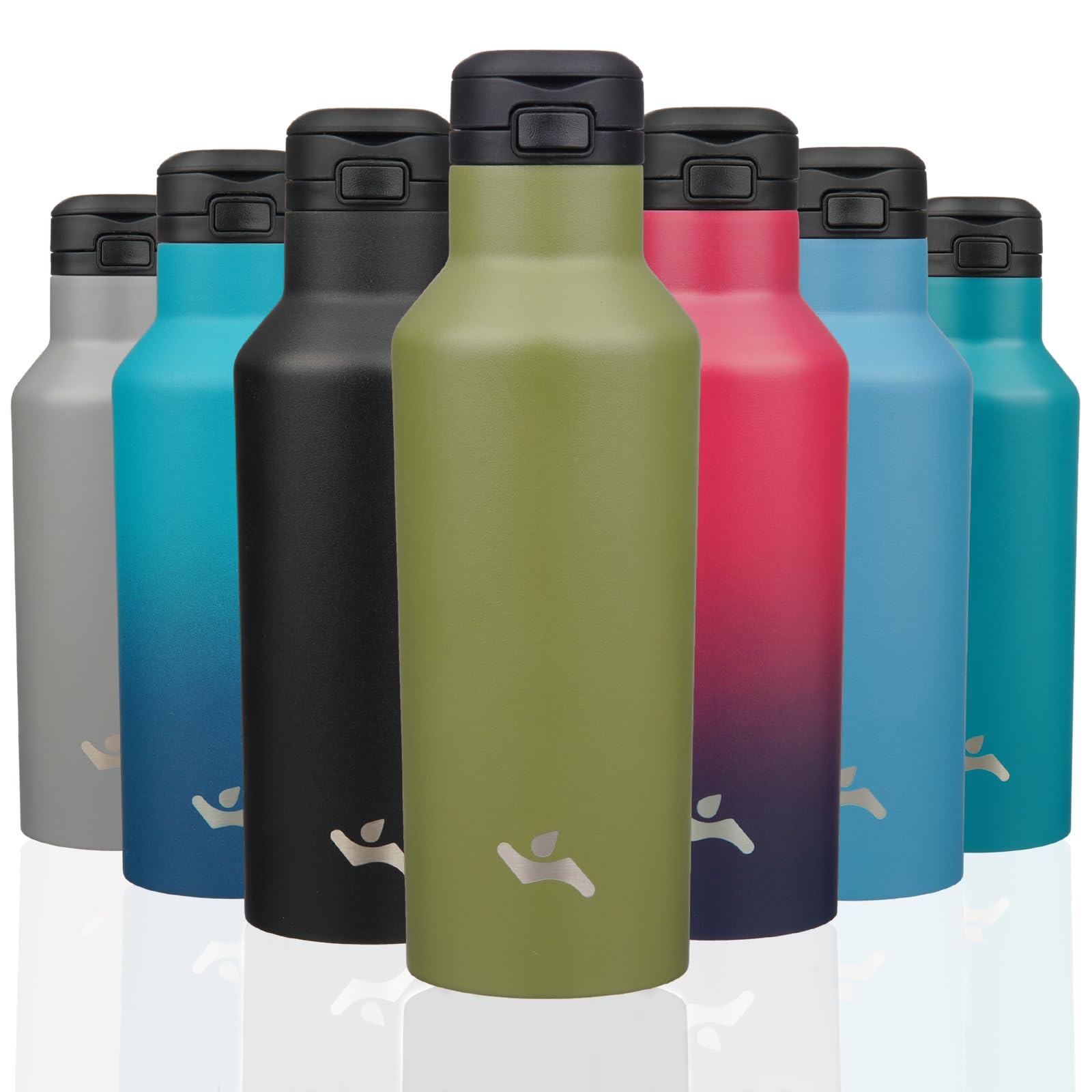 Insulated Water Bottle With Straw,17 Oz Double Wall Vacuum Stainless Steel Water Flask With 2 Lids