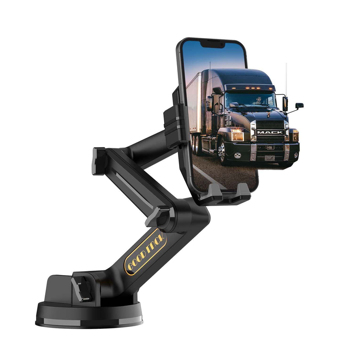 Wuitin Truck Phone Holder Mount,Car Phone Holder,Dashboard Windshield Phone Holder 16.9 Inch Long Arm,Super Suction Cup Compatible With Pickup Truck,Commercial Truck And All Phone