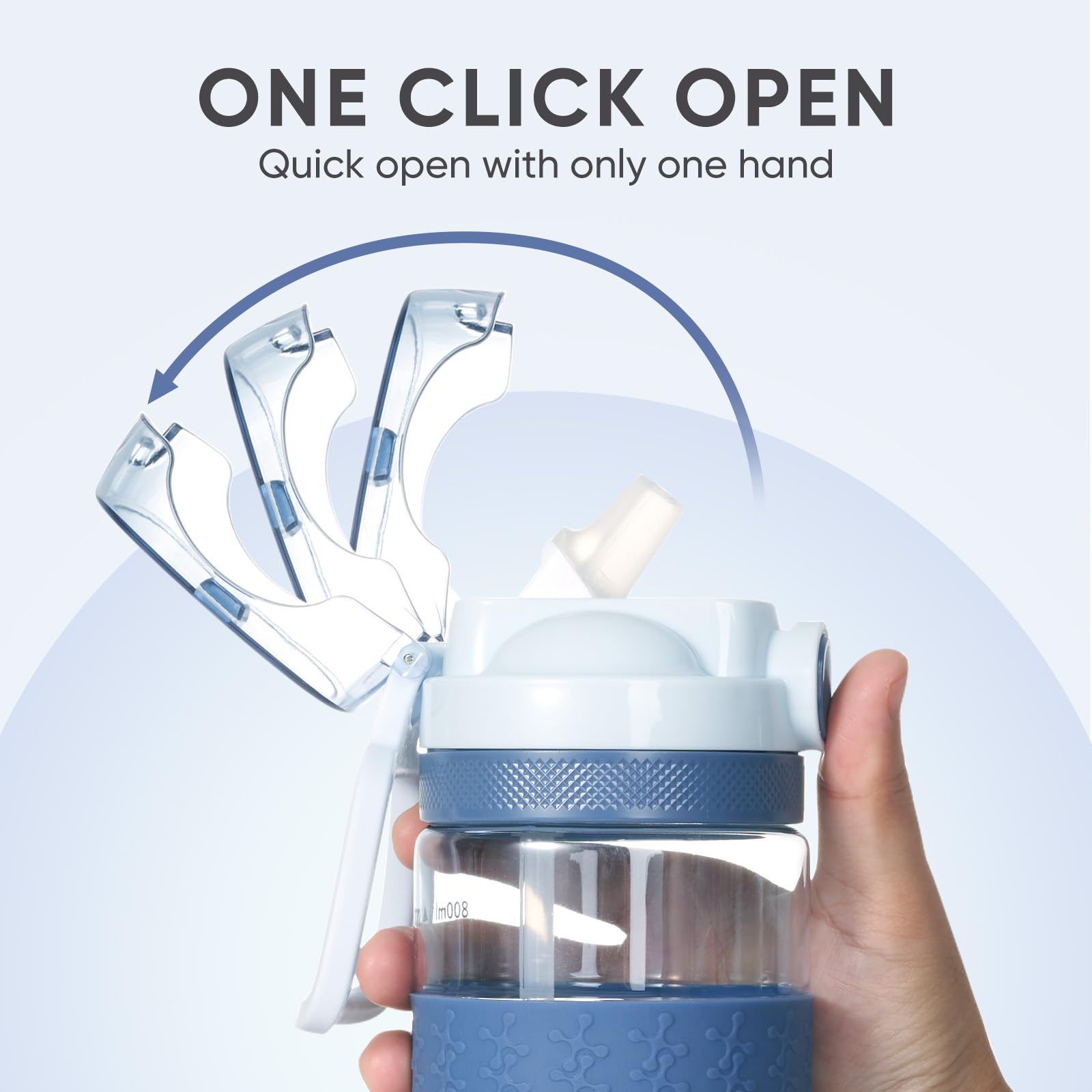 Kerilyn 28Oz Clear Water Bottle With Straw, Flip Top Water Bottle With Carrying Loop, Leak-Proof