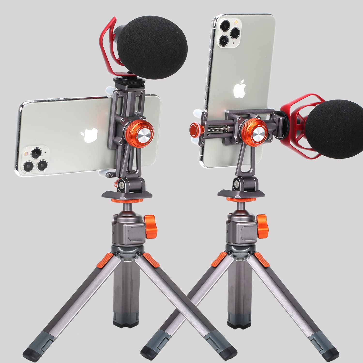 Focpro Metal Cell Phone Tripod Mount, Smartphone Tripod Mount Adapter With Cold Shoe, Cell Phone Stand Holder Clamp For Iphone 6 7 Plus 11 12 13 Pro Samsung Google