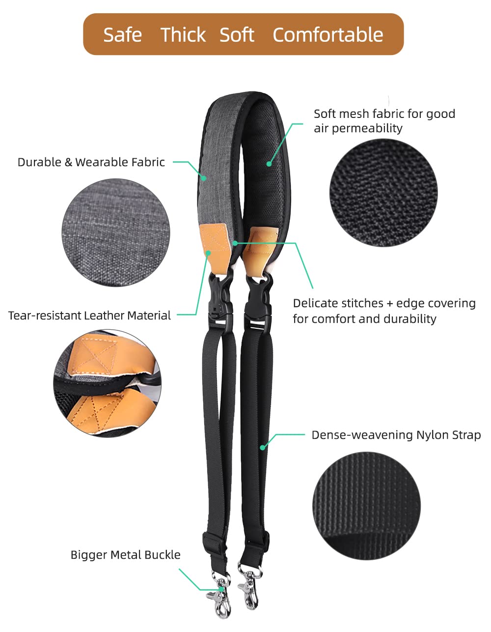 Anbee Reliable Shoulder Strap, Stress Relief Lanyard With Dual-Hooks For Dji Ronin Rs 3 / Rs3 Pro/Rs 2 / Rsc 2 / Ronin-S/Ronin-Sc Handheld 3-Axis Gimbal Stabilizer