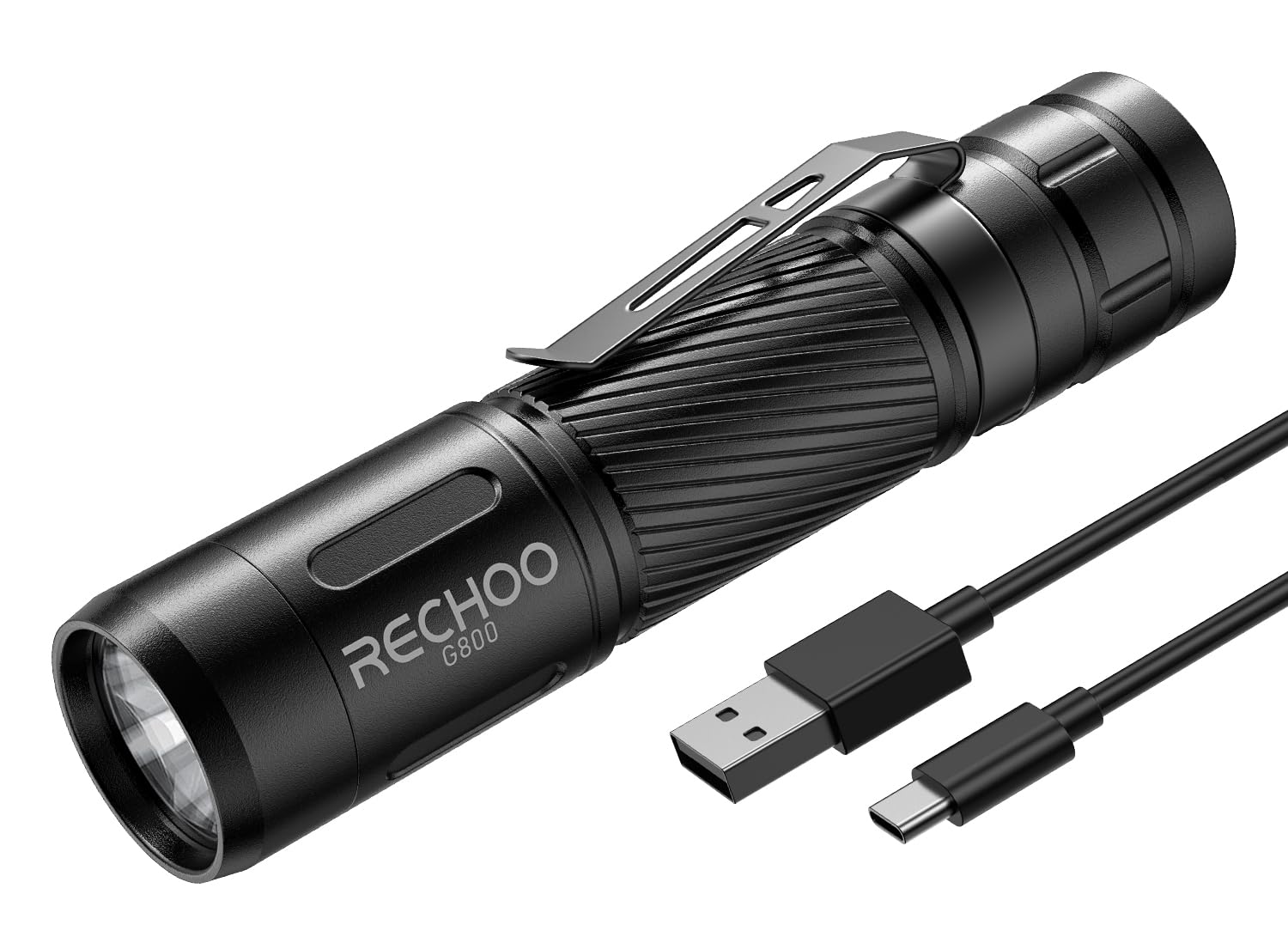 Rechoo Rechargeable Flashlights High Lumens, G800 Rechargeable Flashlight With 3 Lighting Modes, Mini Led Flashlight, Pocket-Size Edc Flash Light For Home, Emergency, Camping Gear (Battery Included)