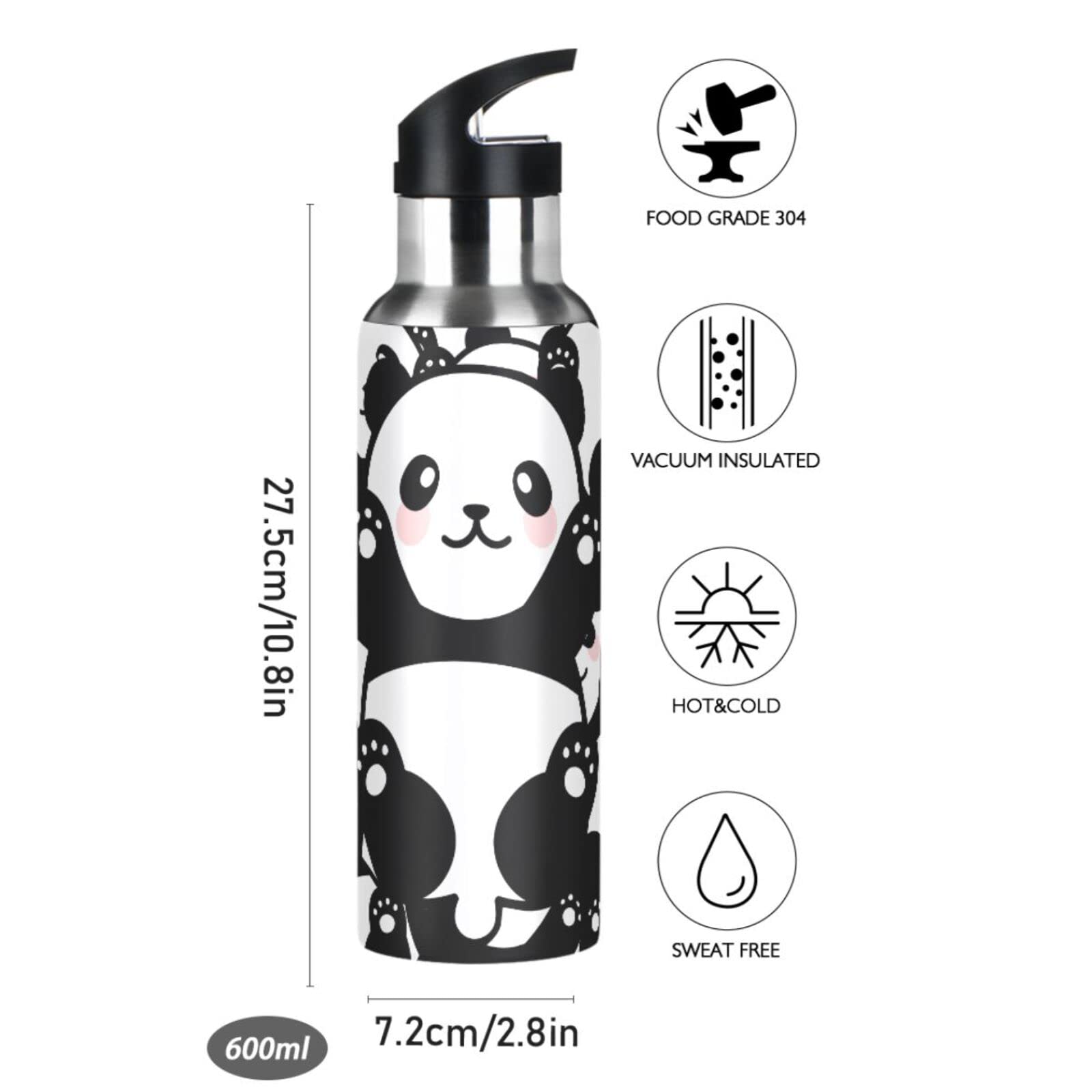 Panda Water Bottle For Kids Girls Panda Water Bottle Cute Panda Little Animal Print Bottle