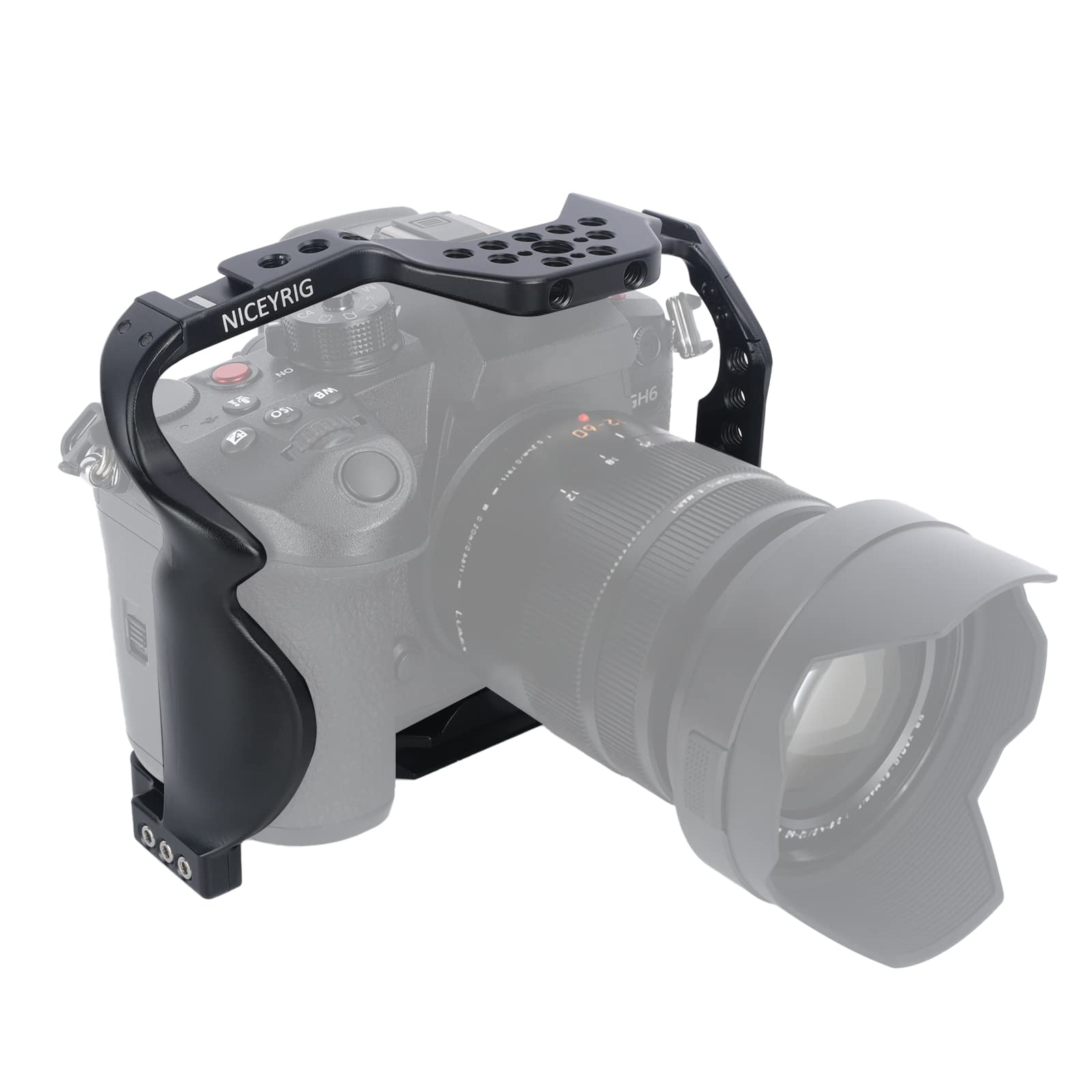 Niceyrig Lumix Gh7/Gh6 Cage Kit With Top Handle For Panasonic Gh7 Gh6 Mirrorless Camera Dslr Videomaking Rig Stabilizer With Quick Release Plate For Arca-Style Cold Shoe