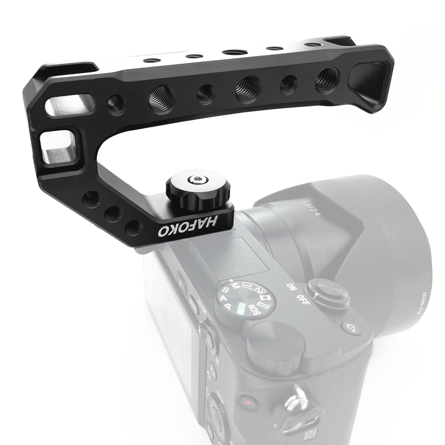 Wewoga R005 Camera Top Handle Grip Hot Shoe Top Cheese Mount Universal Video Stabilizing Rig With 3 Cold Shoe 1/4" 3/8" Competible With Cameras For Led Light, Microphone, Monitor For Low Angle Shoot