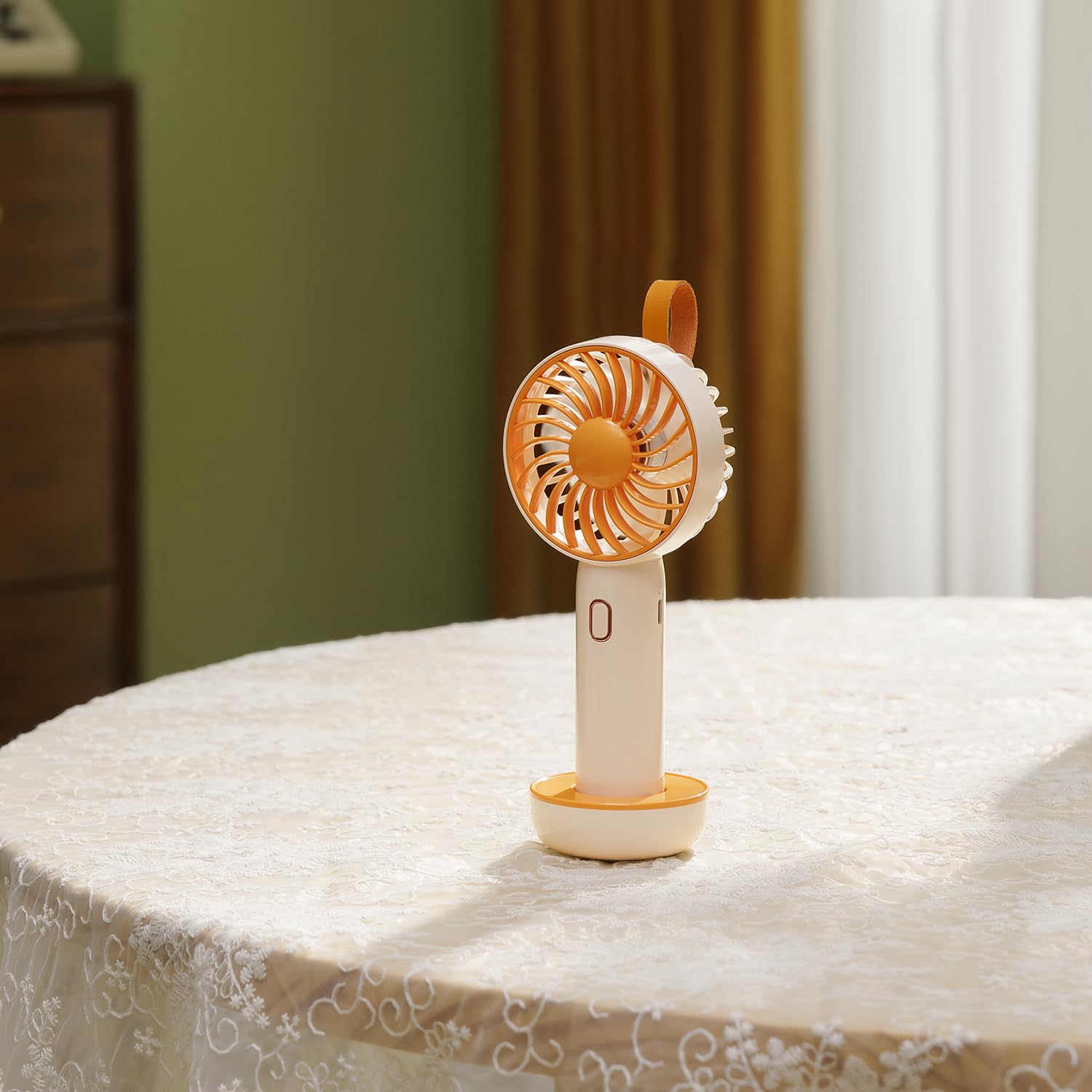 Retro Portable Fan, Mini Personal Handheld And Desktop With Base, 3 Powerful Speed, Usb Rechargeable - Koospark