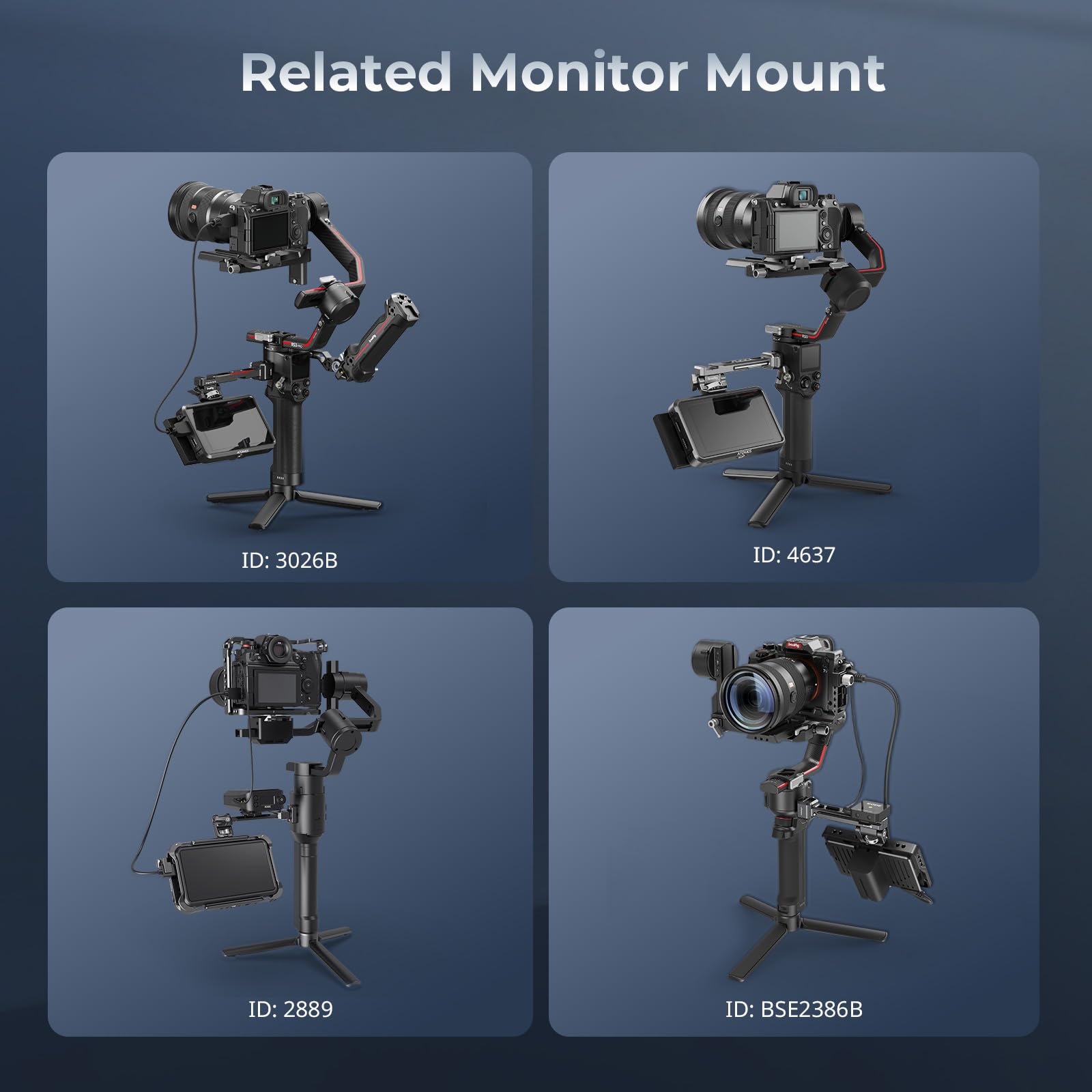 Smallrig Adjustable Camera Monitor Mount With Quick Release Nato Clamp, Cold Shoe Mount, Anti-Twist Design For Dji Rs 4 Mini/Rs 2 / Rsc 2 / Rs 3 / Rs 3 Pro/Rs 3 Mini - 5337