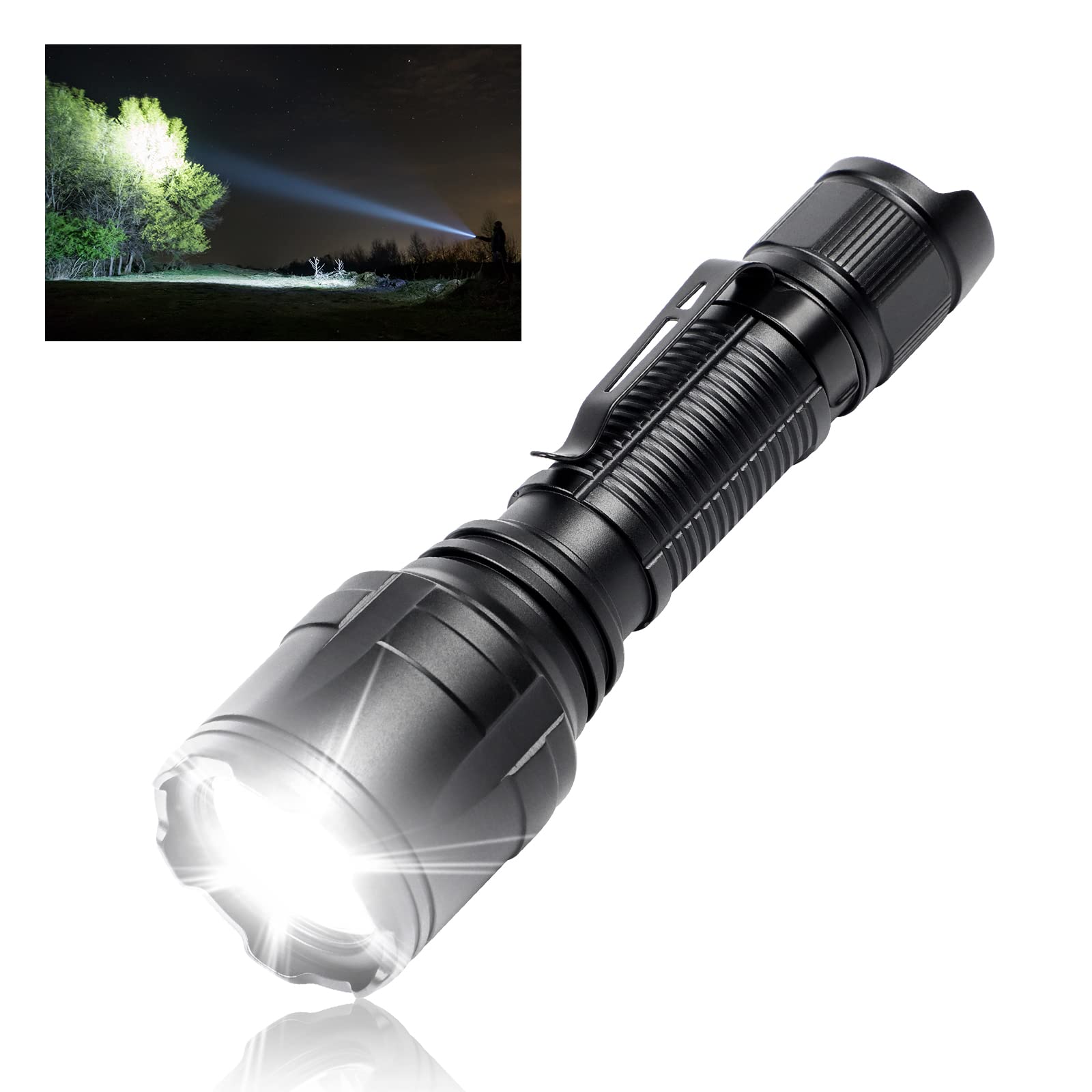 Odepro Super Bright Flashlight Nt23 1500 Lumens Small Utility Flashlights With Clip, Long Beam Distance, 4 Light Modes With Mode Memory, Ip68 Waterproof, For Camping Hiking Emergency Use