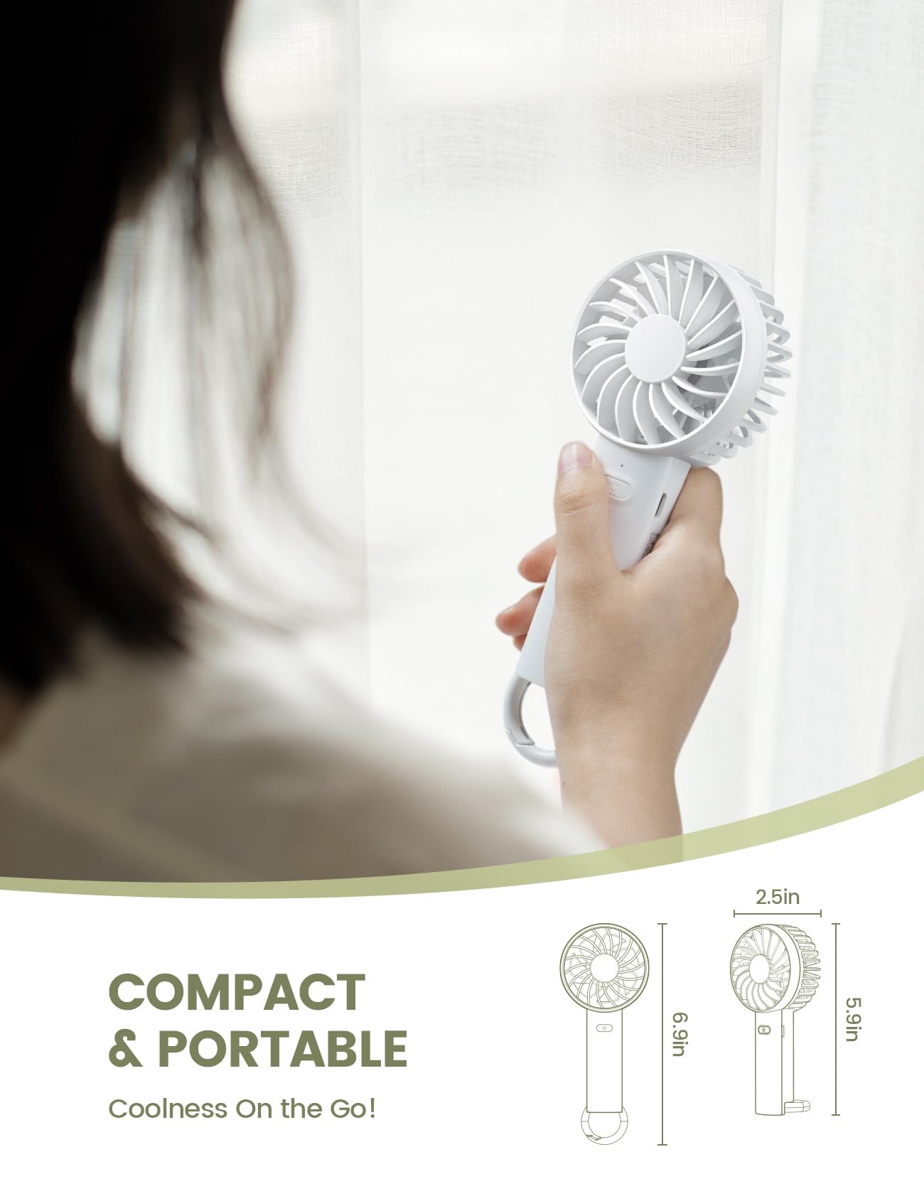 Lamicall Mini Portable Handheld Fan, Lightweight Usb Rechargeable Battery Personal Fan, 3 Speed Wind