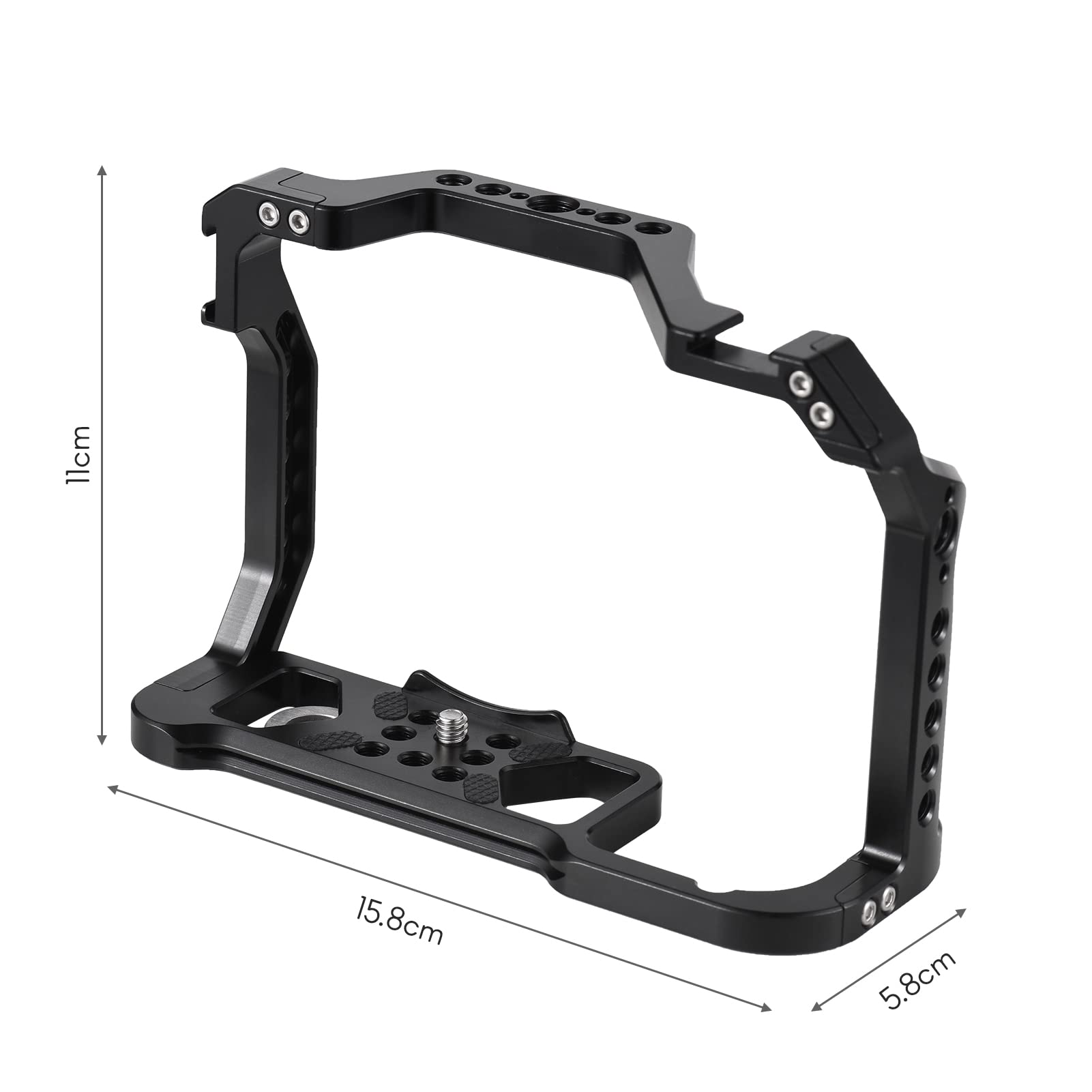 Andoer Camera Cage Aluminum Alloy Camera Video Cage With Dual Cold Shoe Mount Numerous 1/4 Inch & 3/8 Inch Threads Replacement For Canon R5/R6/R6 Ii