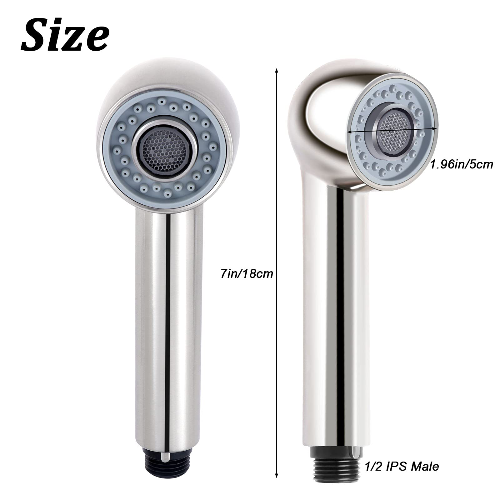 Droutti Pull Out Spray Head Bathroom Kitchen Sink Pull-Down Faucet Universal Replacement Part 2 Function Kitchen Sink Faucet Sprayer Head For Bathroom Kitchen Polished Nickel (Brushed Nickel)