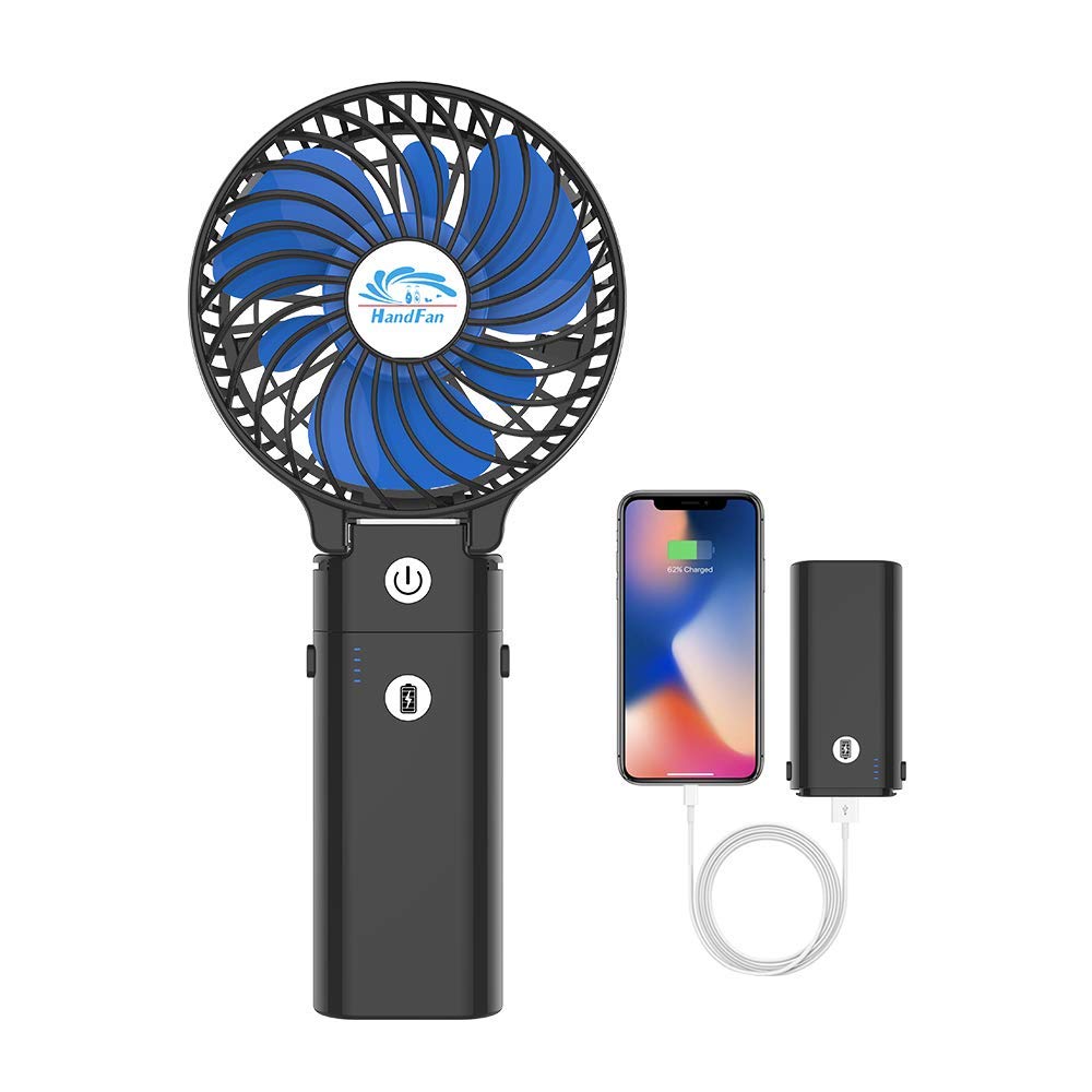 Handfan Portable Fan Handheld With Power Bank, 2 In 1 Hand Held Fan, 5200Mah Rechargeable - Koospark