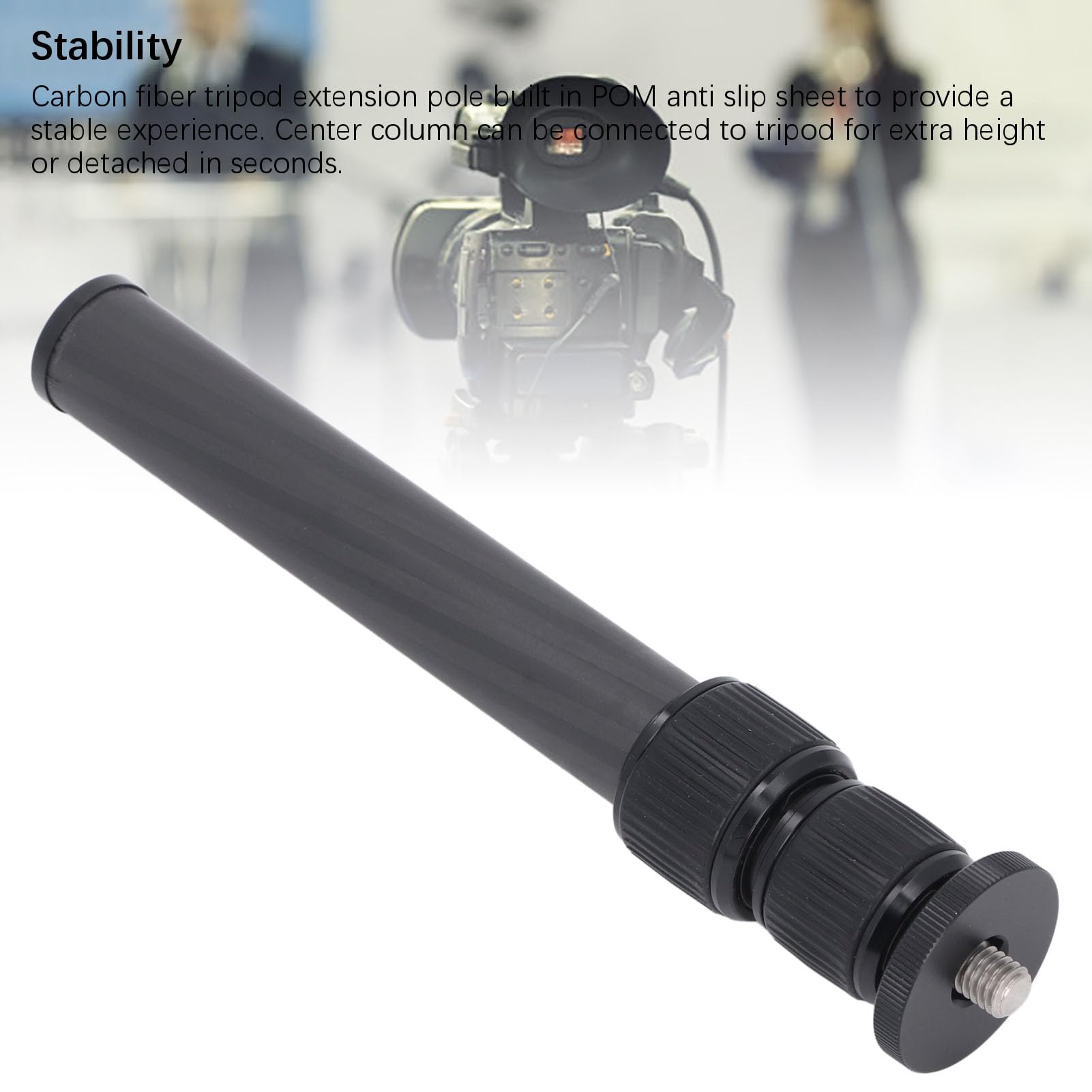 Vbestlife Carbon Fiber Tripod Extension Tube, 17.3 Inch 3 Section Tripod Center Column Load 22Lbs For Photo Studio Monopod Dslr Camera Microphone Stand