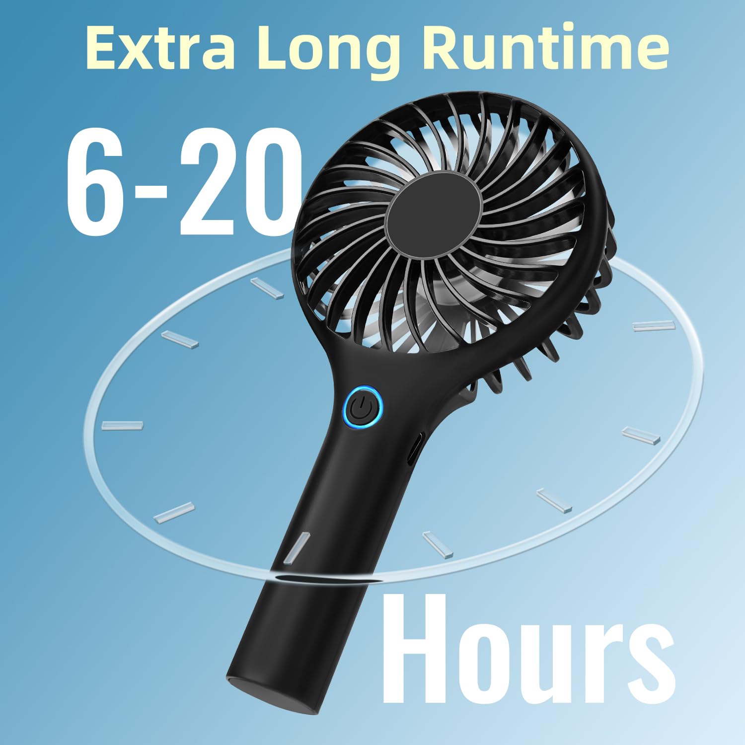 Mini portable fan by Ambandier, 3-speed settings, large battery for extended cooling, ideal for personal use