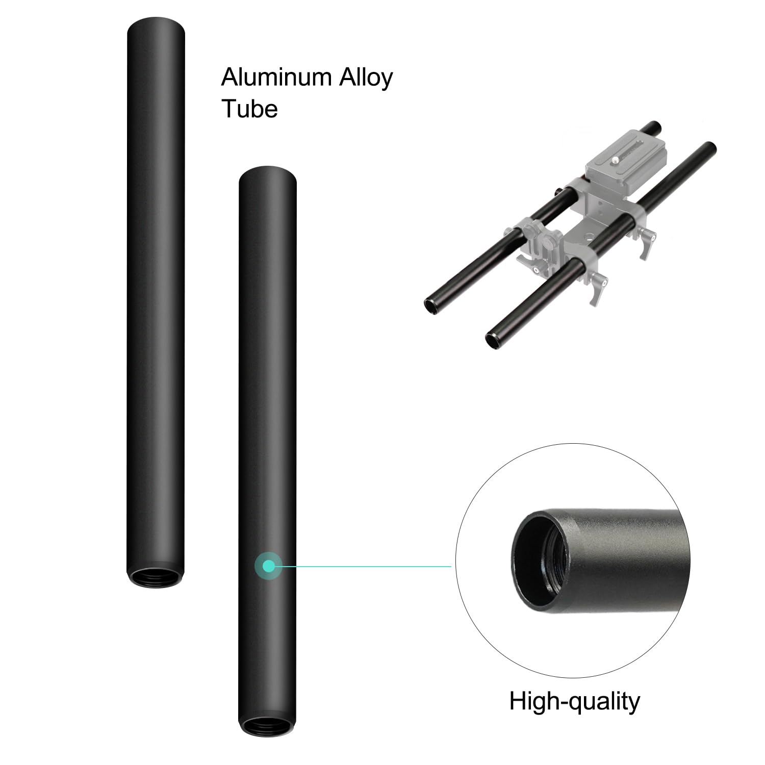 Anntery 15Mm Camera Rods Aluminum Alloy 16Inch Black Rail Rod 400Mm Pack Of 2- (A014-16 Rod-400Mm)