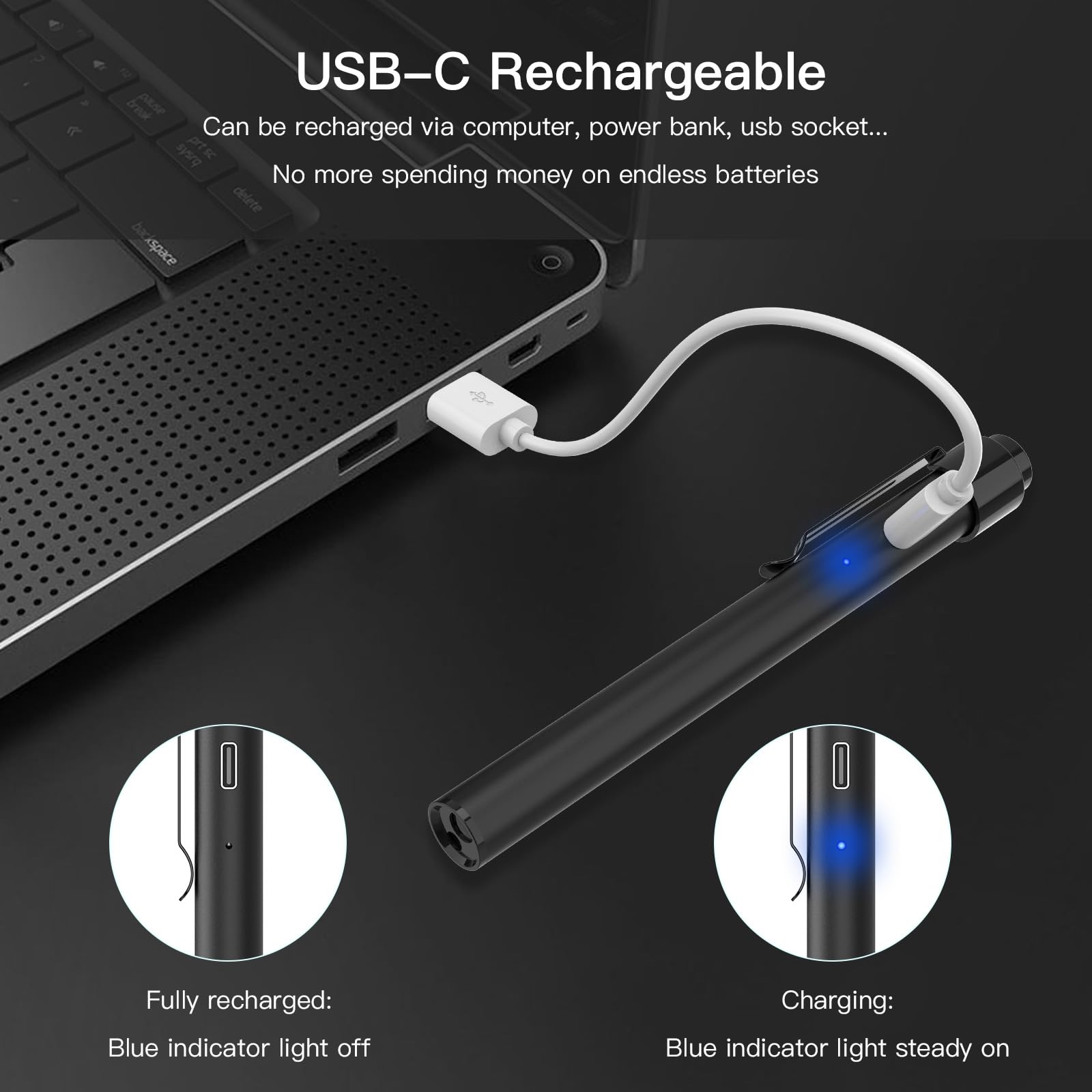 Sevenka 2 Rechargeable Pen Lights With Pupil Gauge & Ruler, Led Penlights For Nurses Doctors, Usb-C Rechargeable, Warm/White Light, Pocket Clip, Penlight Flashlights For Nursing Student