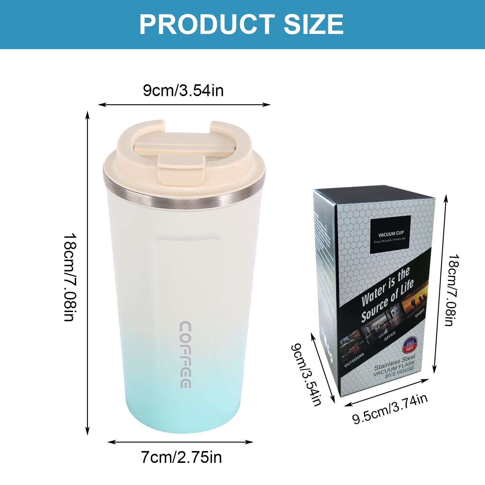 Stainless Steel Travel Coffee Tumbler 17 Oz Travel Coffee Mug With Lid, Insulated Coffee Mug