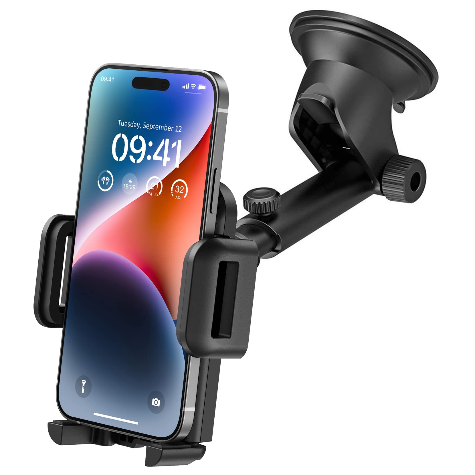 Vssmssa Phone Mount For Car,Car Phone Holder Mount With Strong Suction Cup Dashboard Windshield Phone Mount Compatible With Iphone 14 13 12 11 Pro Max, Galaxy Note 20 S20 S10 And More