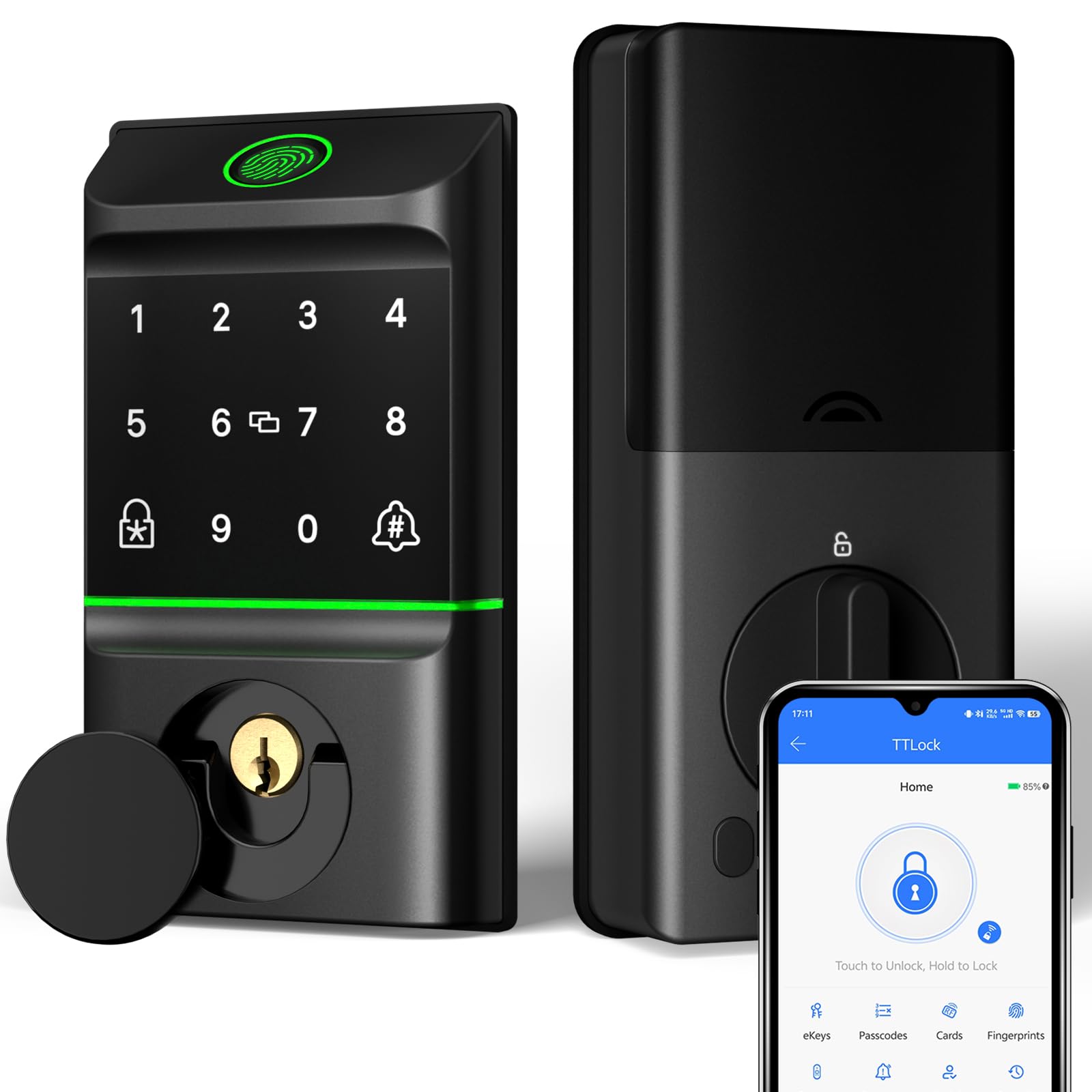 Gguu Smart Lock For Front Door, Keyless Entry Door Locks With Keypad, Fingerprint Door Lock Deadbolt, App Control, Ip53 Waterproof,Easy Install