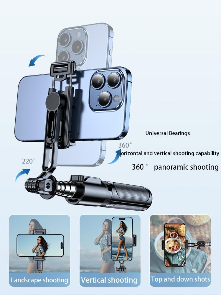 Ancbd Wireless Remote Control Portable Mobile Phone Selfie Stick Tripod, Aluminum Alloy Integrated Smartphone Tripod Stand, Suitable For 15 14 13 12 Pro Xs Max X 8Plus/ Samsung/Gopro/Android Phon