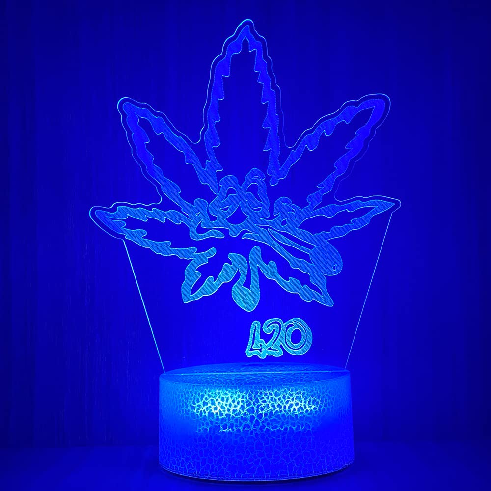 Yooce 420 Leaf 3D Led Table Lamp Night Light Optical Visual Illusion Home Decor Lighting