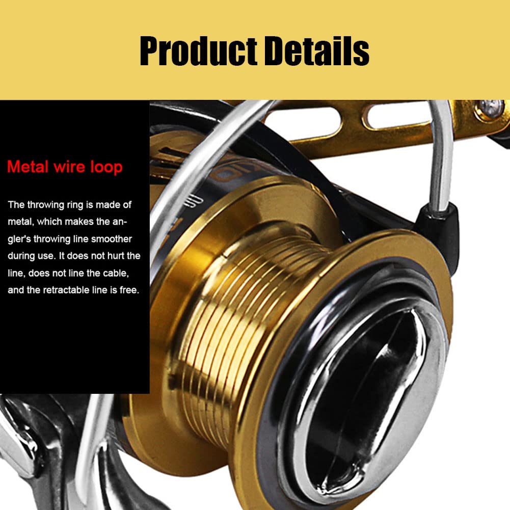 Adoolla Spinning Reel, Gear Ratio 7.1:1, Max Drag 8Kg Fishing Spinning Reel, Full Metal Long-Casting Fishing Reel Fishing Tackle Accessories Br2500