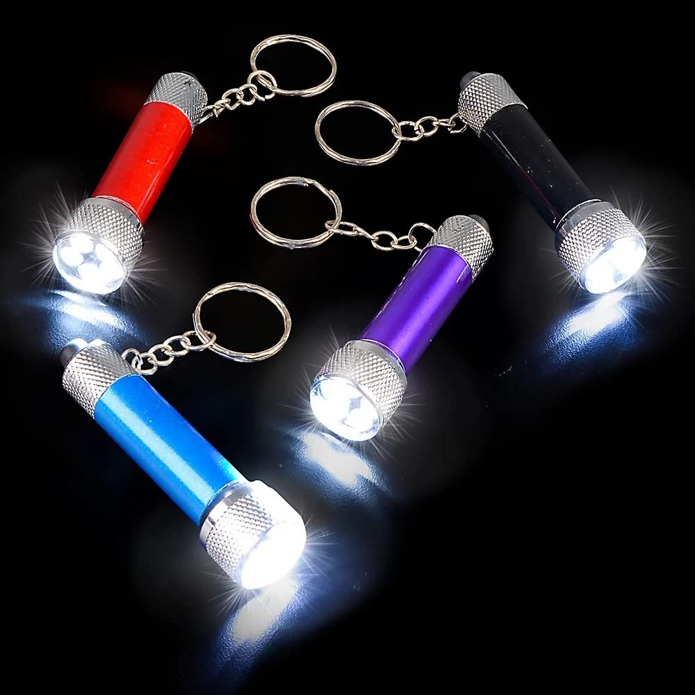 Zugar Land 2.5" Flashlight Keychain (8 Pack) 5 Led Lights Bright Flash Light. Great Party Favor. Batteries Installed. (8)