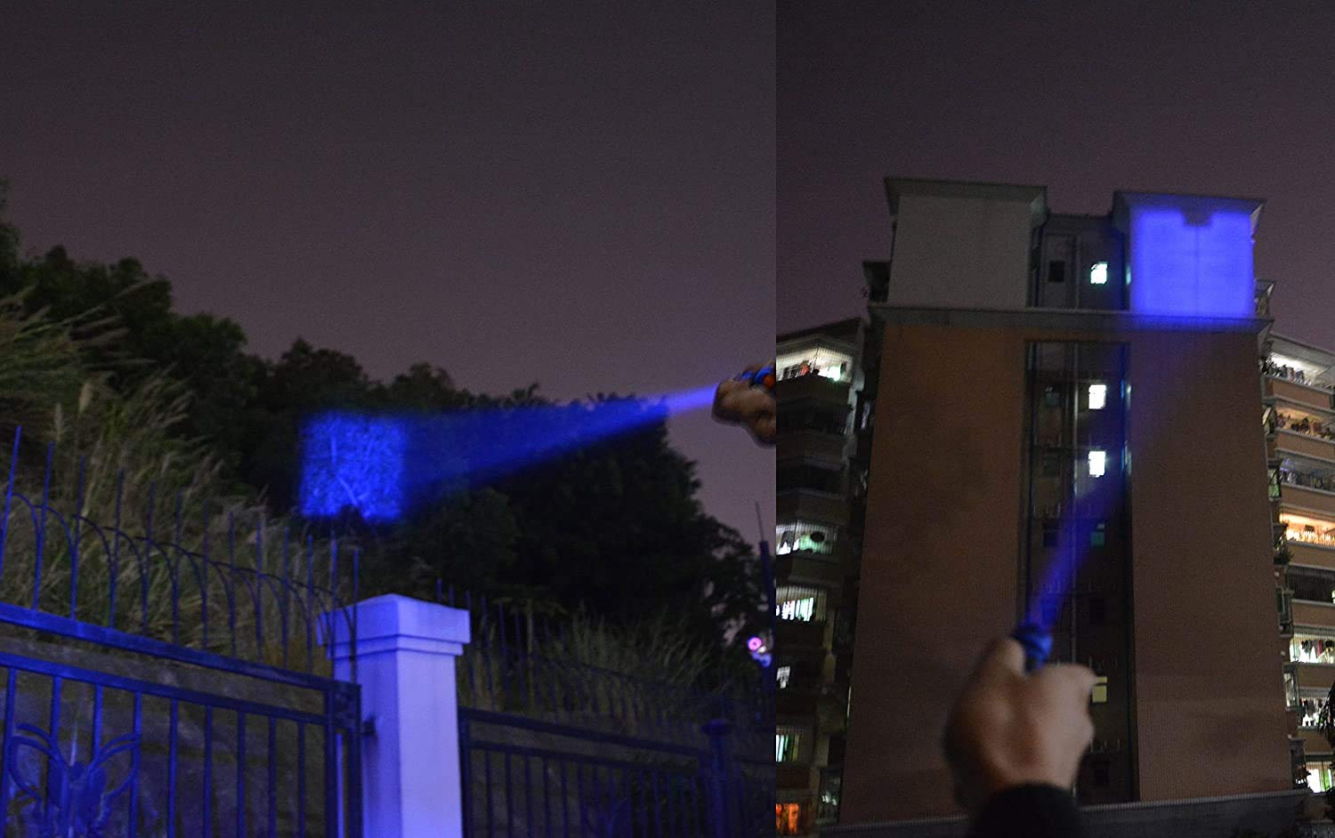 Wayllshine Pack Of 3 Single Mode Blue Light Flashlight, Blue Led Flashlight Torch For Night Fishing, Hunting, Observation