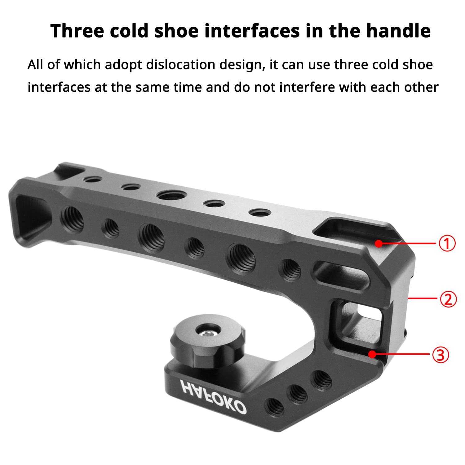 Wewoga R005 Camera Top Handle Grip Hot Shoe Top Cheese Mount Universal Video Stabilizing Rig With 3 Cold Shoe 1/4" 3/8" Competible With Cameras For Led Light, Microphone, Monitor For Low Angle Shoot