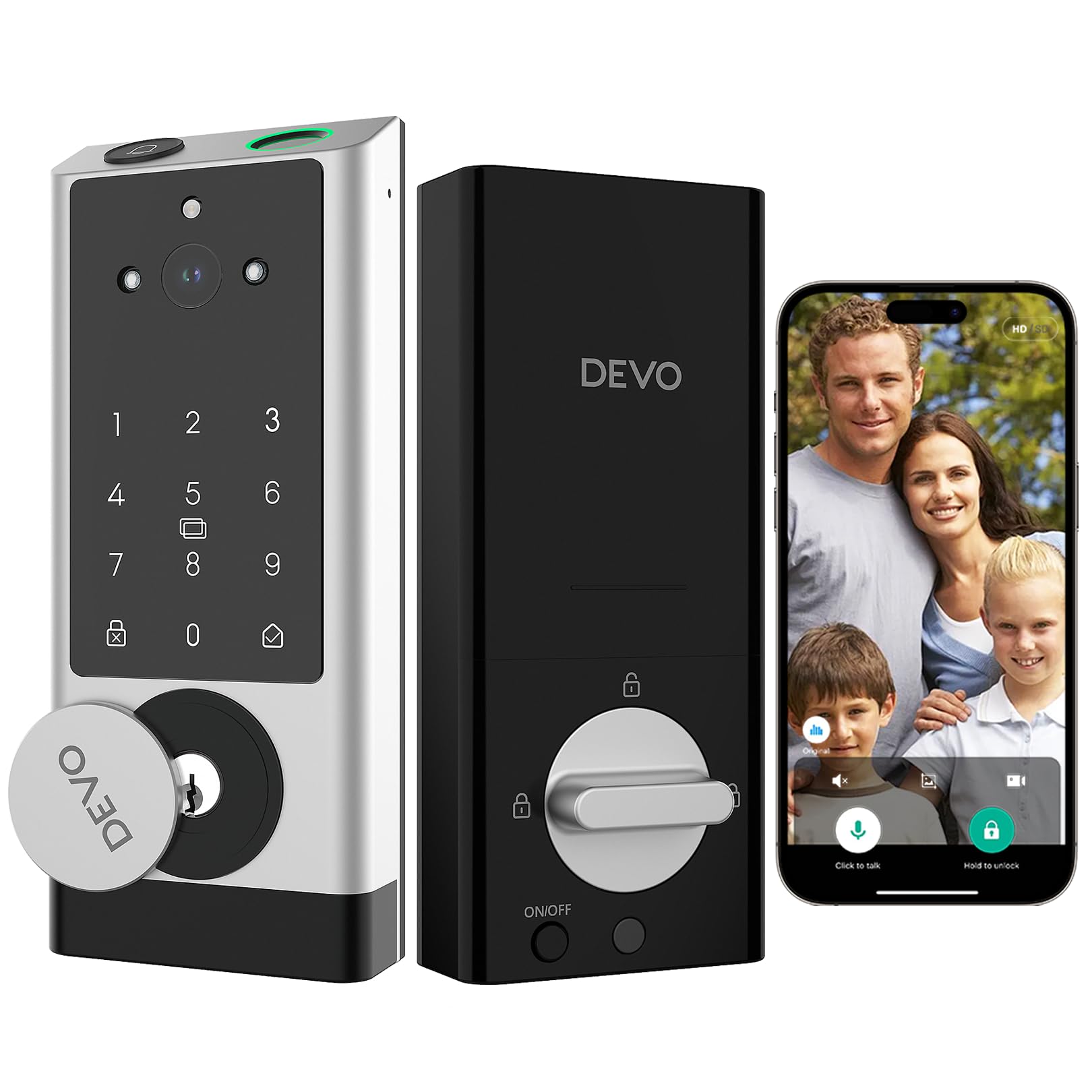 Devo G1 Video Smart Lock With Camera & Doorbell, 6-In-1 Keyless Entry Door Lock With Fingerprint, App Remote, Auto Locks, Built-In Wi-Fi Smart Deadbolt For Front Door, Ip65 Waterproof, Easy Install