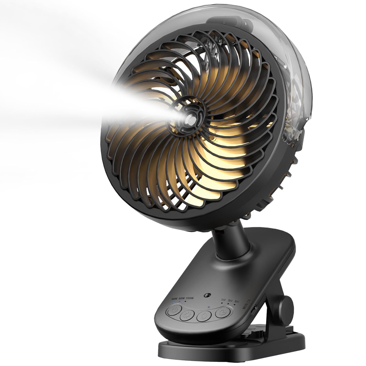 Portable Misitng Fan, 8000Mah Battery Operated Clip On Fan With Clip For Desk, Auto Oscillating - Koospark