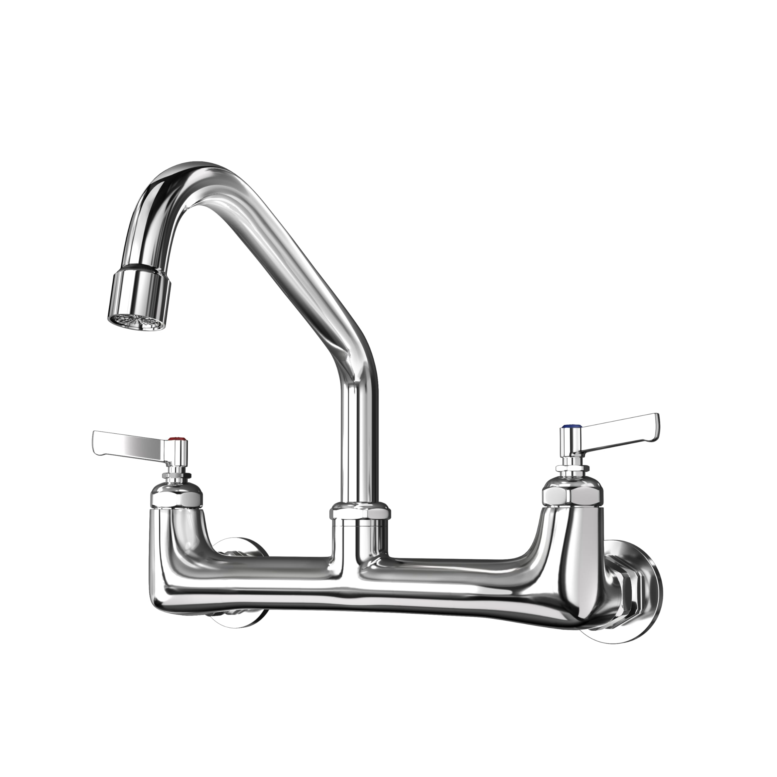 Cwm Wall Mount Kitchen Faucet 8" Center Commercial Faucets With 8 Inch Swivel Spout