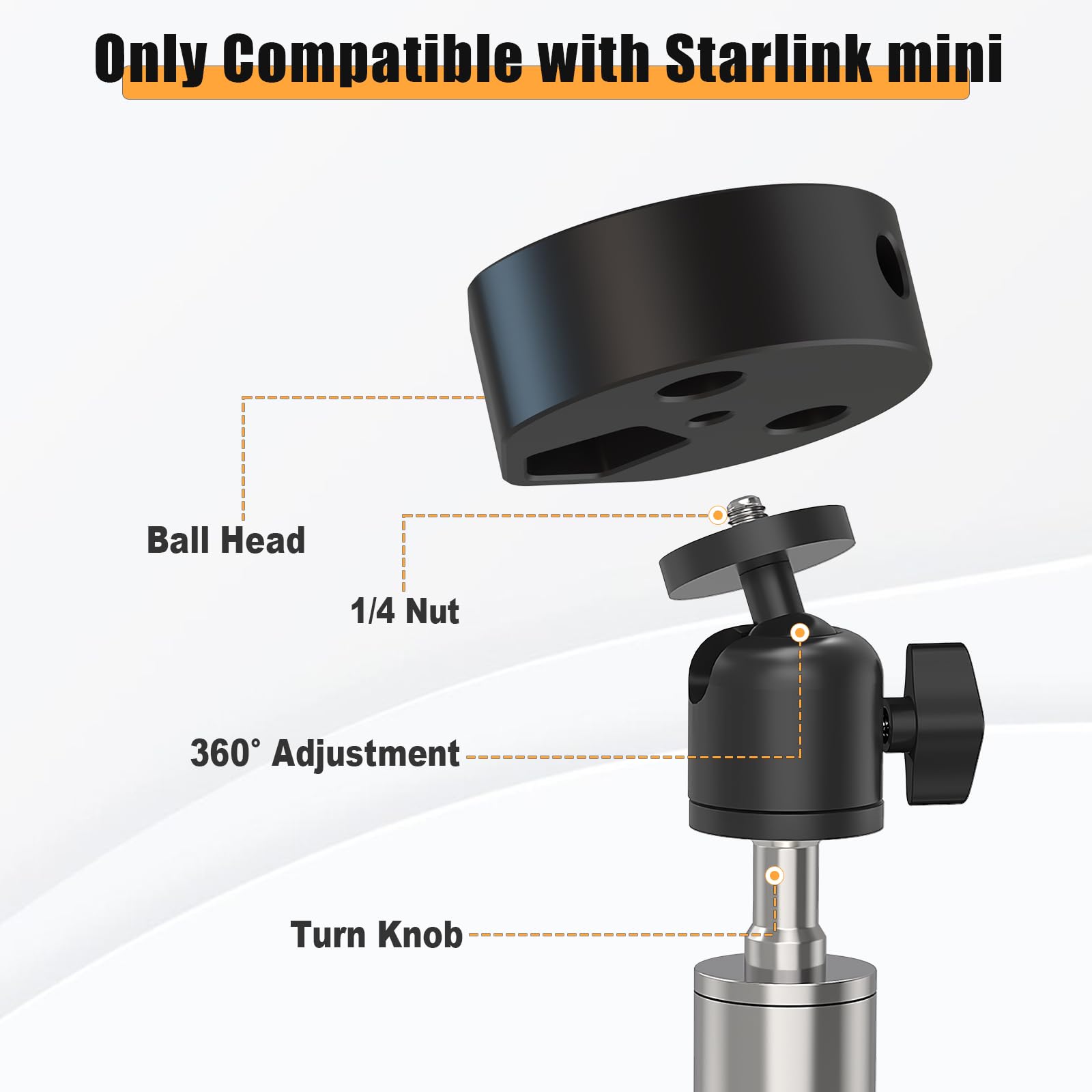 Anautin Starlink Mini Tripod Mount With 1/4" Screw Adapter, Stainless Steel Telescopic Stand, Adjustable Height & 360° Tilt, Universal Ball Head For Versatile Angle Adjustment. (Mn02)