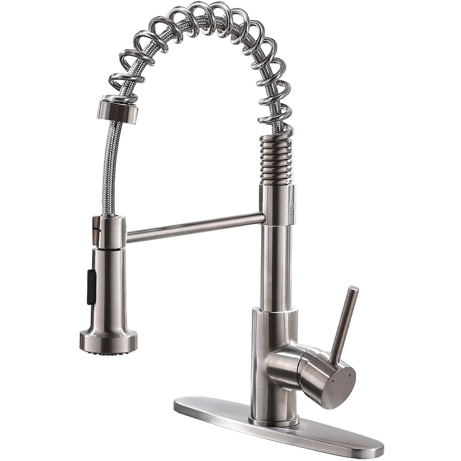 Vesla Home Kitchen Faucets, Brushed Nickel, Stainless Steel Kitchen Sink Faucet For 1 Or 3 Hole, Single Handle Pull Out Faucet For Farmhouse Camper Laundry Rv Bar Sink Outdoor