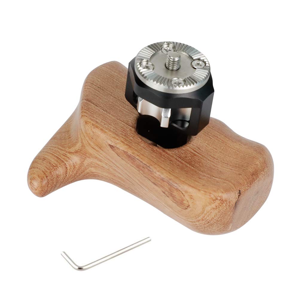 Camvate Wooden Handle Grip With M6 Rosette Mount For Camera Cage Rig (Left Hand) - 1977