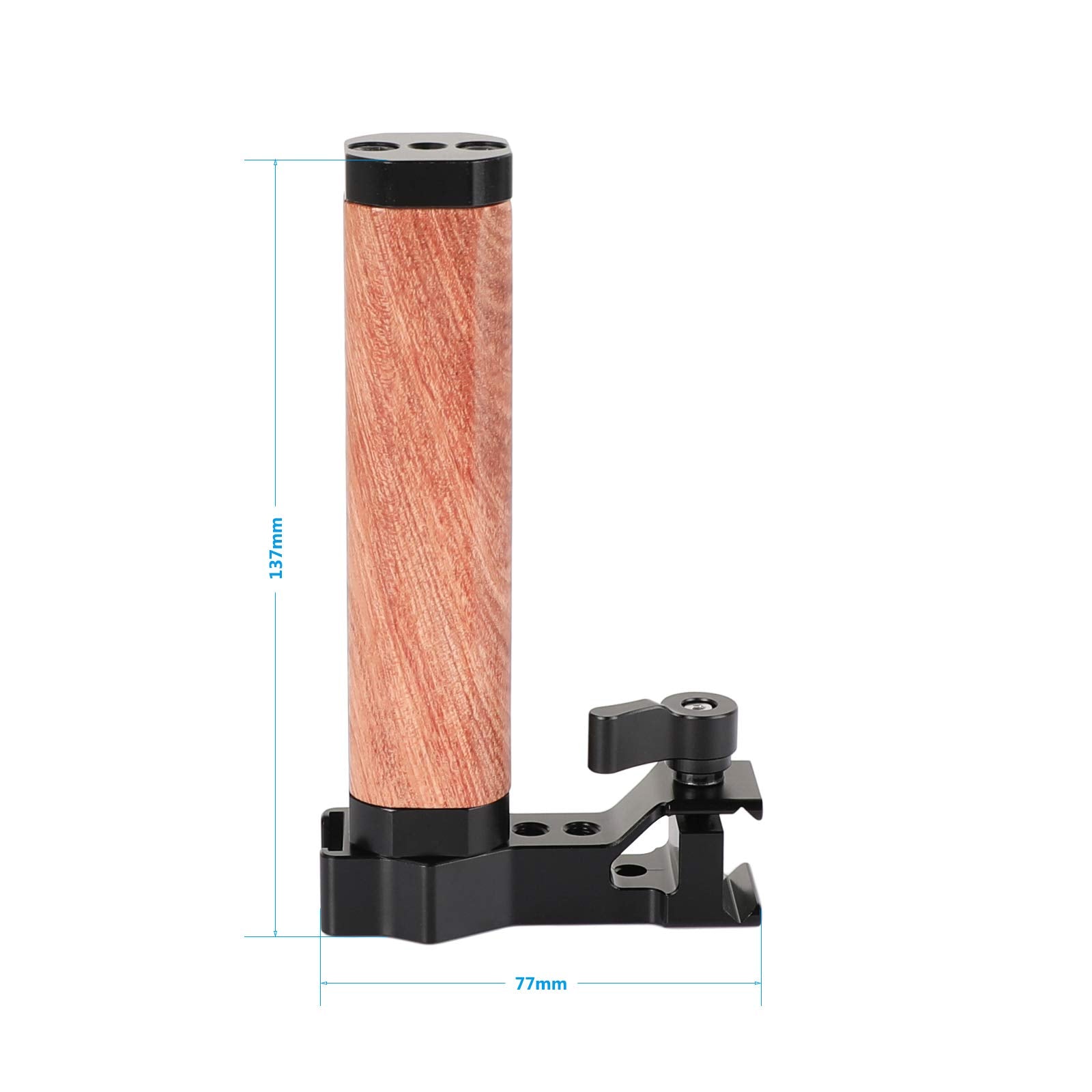 Camvate Wooden Top Handle Grip With Quick Release Nato Clamp And 70Mm Nato Safety Rail For Dslr Camera Cage Rigc - 2599