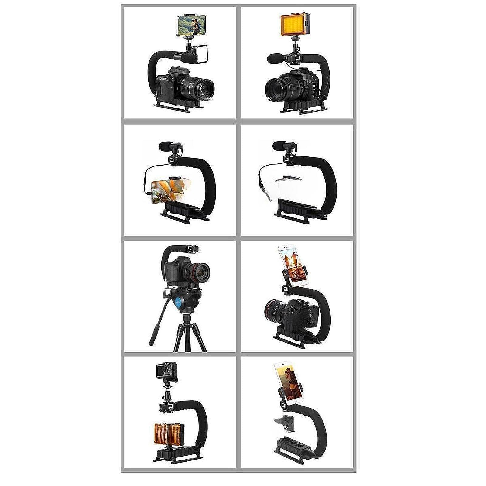 Baotyjie Camera Video Stabilizer,C Shaped Dv Bracket Stabilizer Black,Compatible U/C Shape Portable,Handheld Dv Bracket Stabilizer