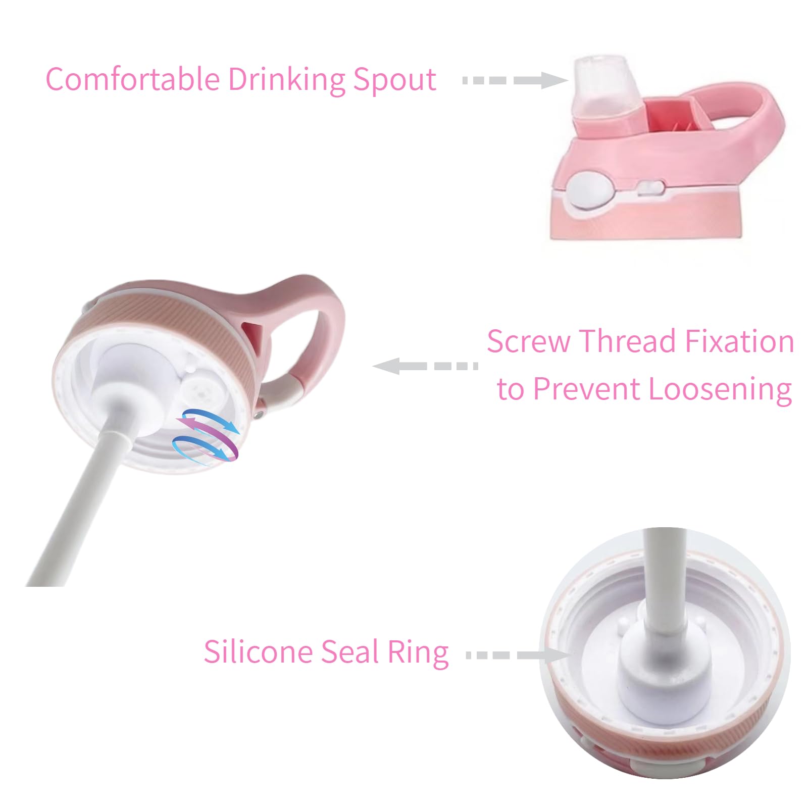 25Oz Pink Tritan Sports Water Bottle With Clip Handle, Locking Lid, Straw - Travel Plastic Bottle