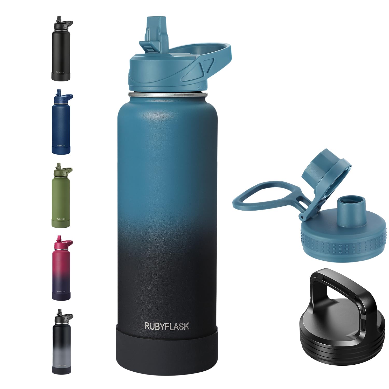 40Oz Insulated Water Bottle With Straw, Stainless Steel Metal Vacuum Water Flask